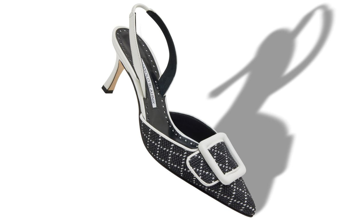 Alessia Lace Black Slingback Slingbacks – front three-quarter view showing black slingback, pointed toe, nappa leather…