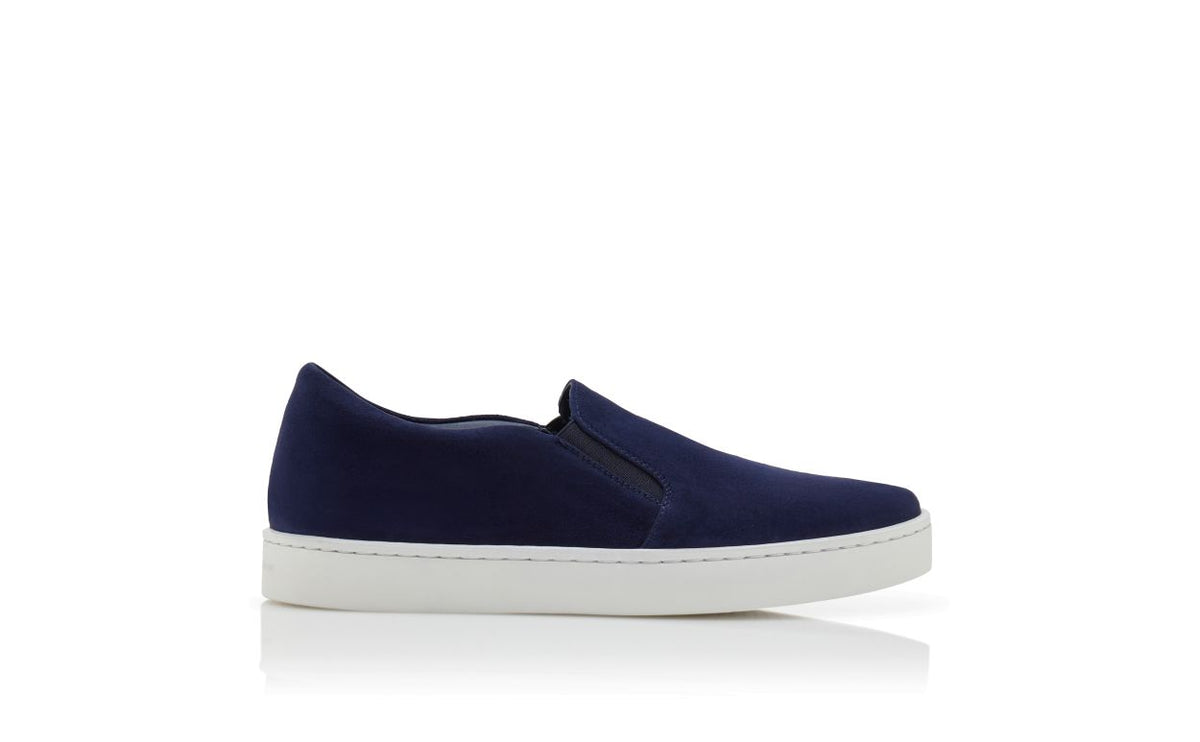 Bianca Halo Blue Round Toe Sneakers – side profile showing blue round toe, suede, Vowalisse