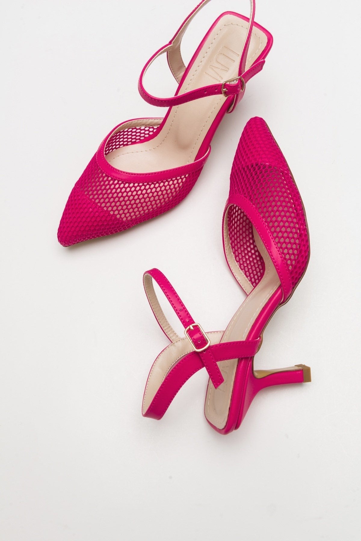 Chic - Fuchsia Heeled Shoe – heel view showing leather, Vowalisse