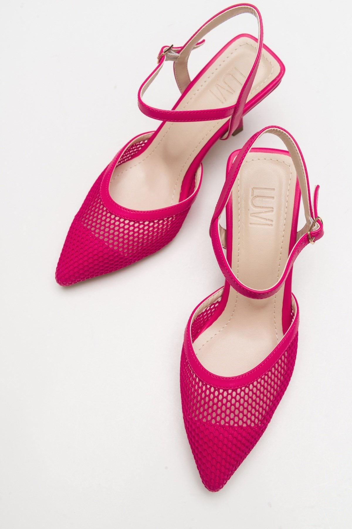 Chic - Fuchsia Heeled Shoe – back view showing leather, Vowalisse
