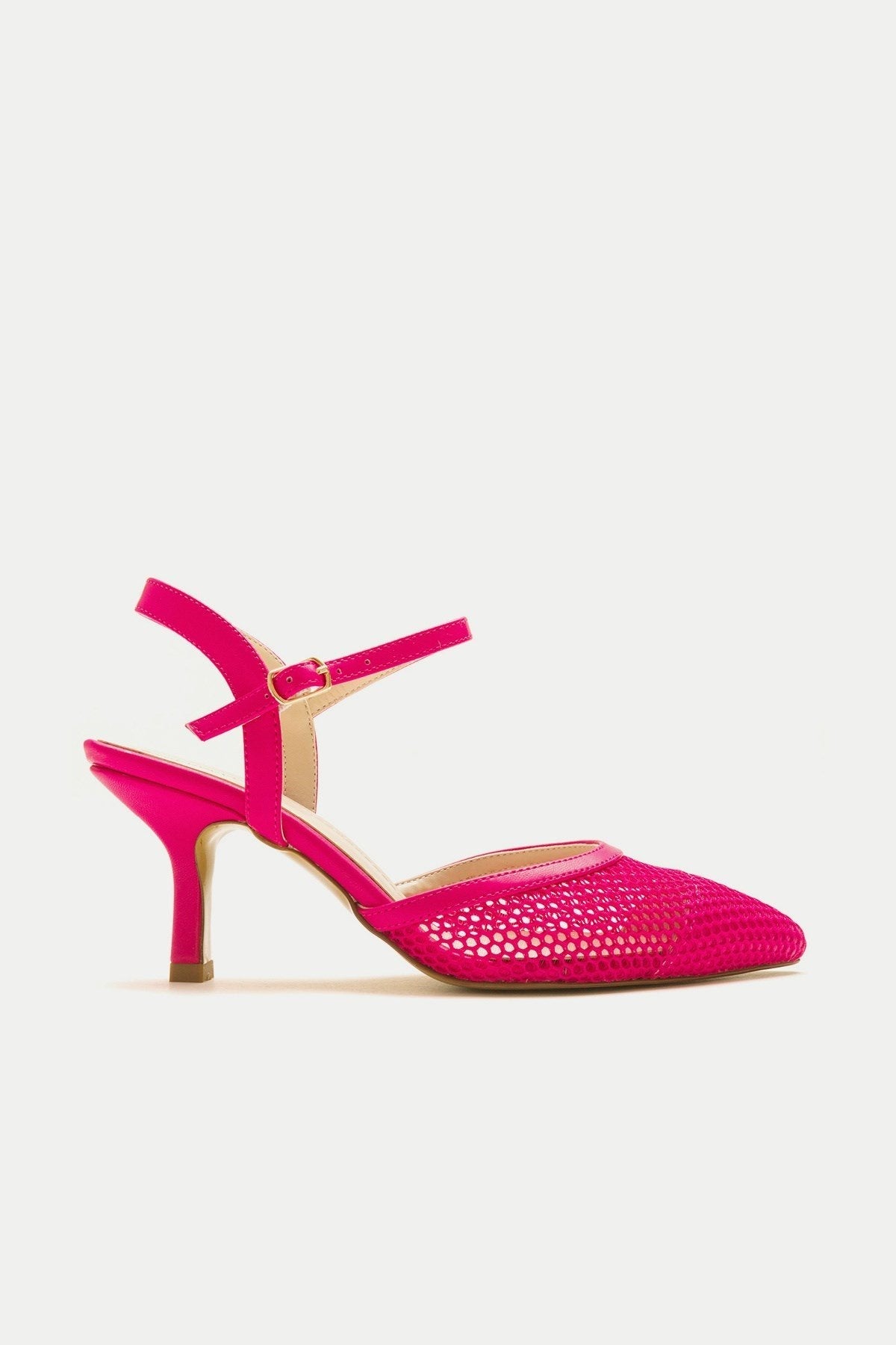 Chic - Fuchsia Heeled Shoe – top view showing leather, Vowalisse