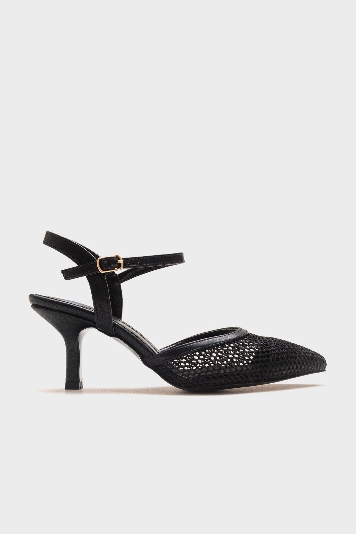 Chic - Black Heeled Shoe – top view showing leather, black, Vowalisse