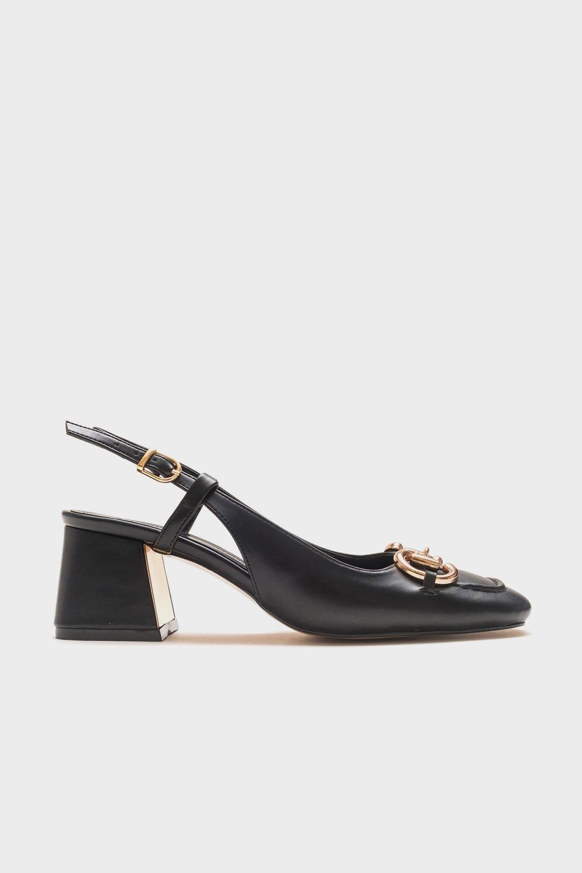Karol - Black Heeled Shoe – top view showing leather, black, Vowalisse