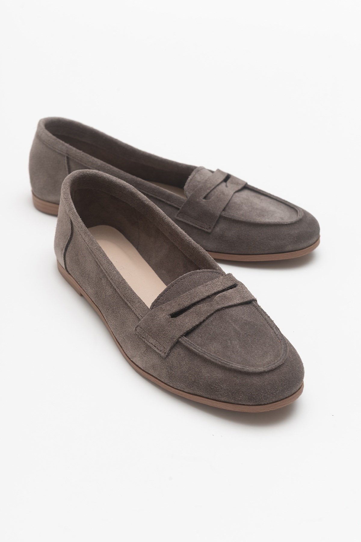 Dorothy - Dark Brown Suede Leather Loafers – front three-quarter view showing leather, suede, Vowalisse