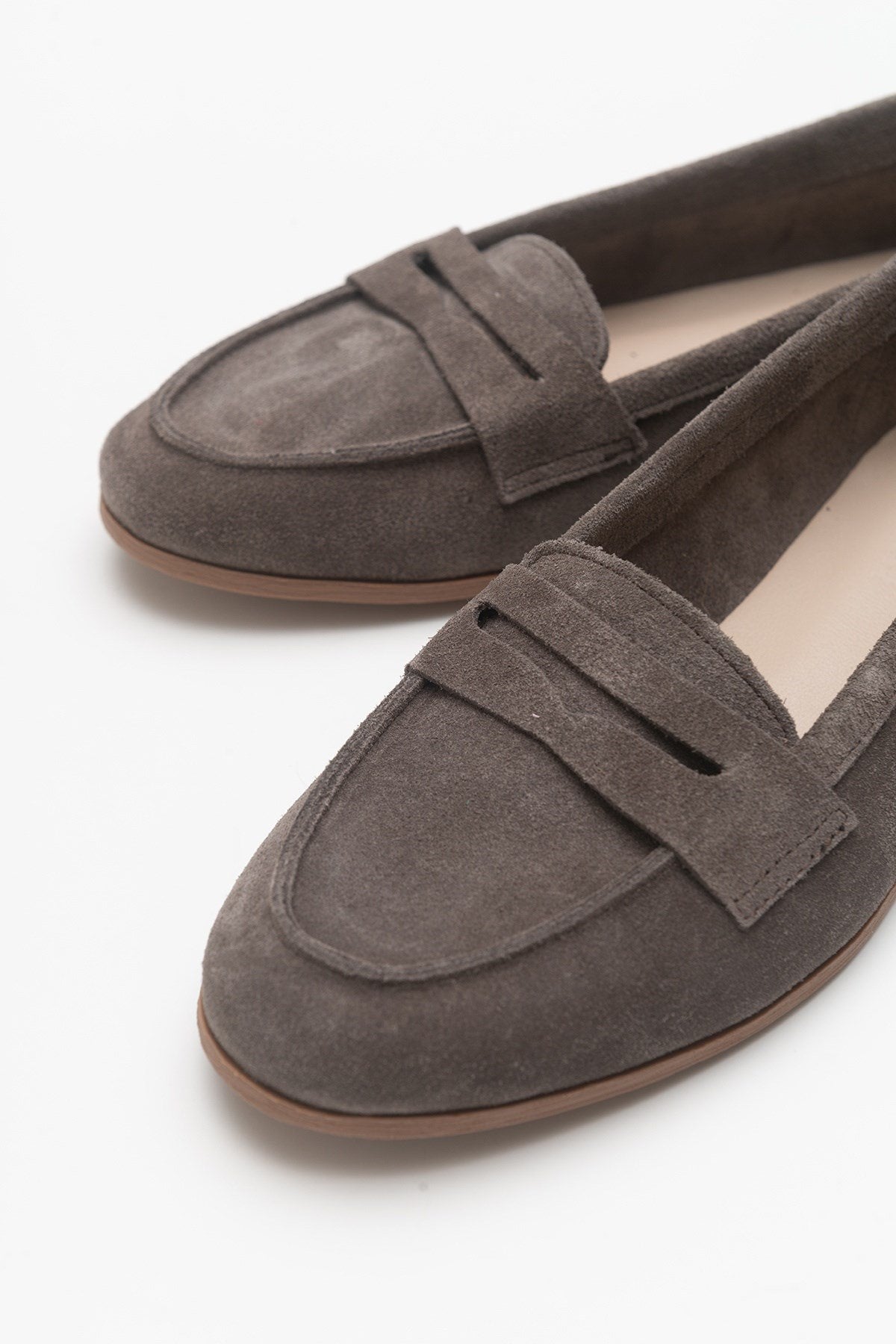 Dorothy - Dark Brown Suede Leather Loafers – side view showing leather, suede, Vowalisse