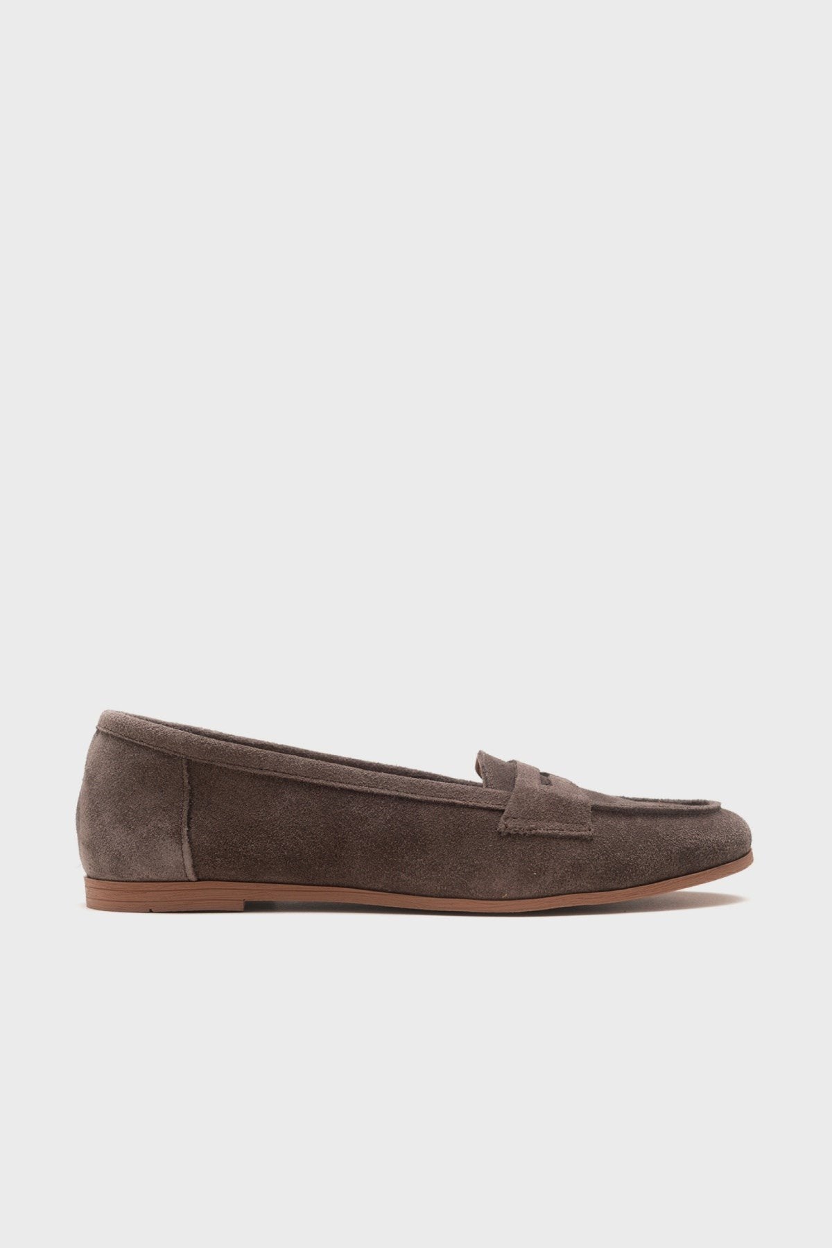 Dorothy - Dark Brown Suede Leather Loafers – top view showing leather, suede, Vowalisse