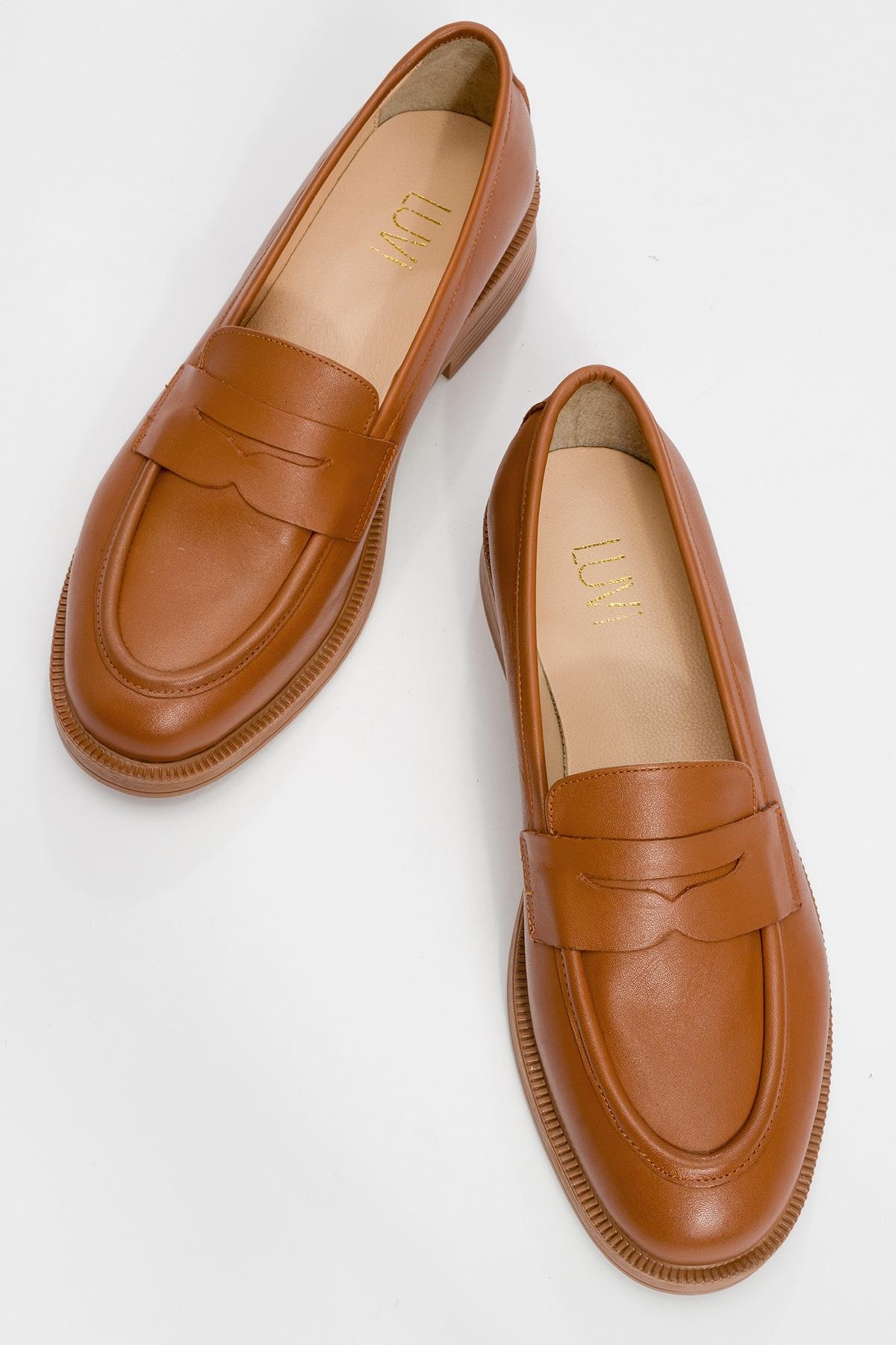 Bree - Cognac Genuine Leather Loafer – side view showing leather, Vowalisse