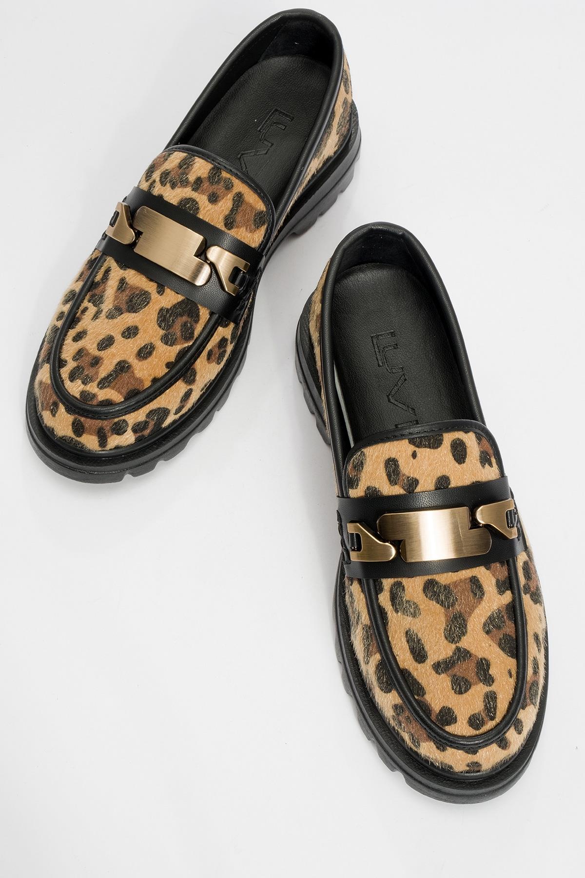 Pray - Black And Yellow Patterned Buckle Loafer – side view showing leather, black, Vowalisse