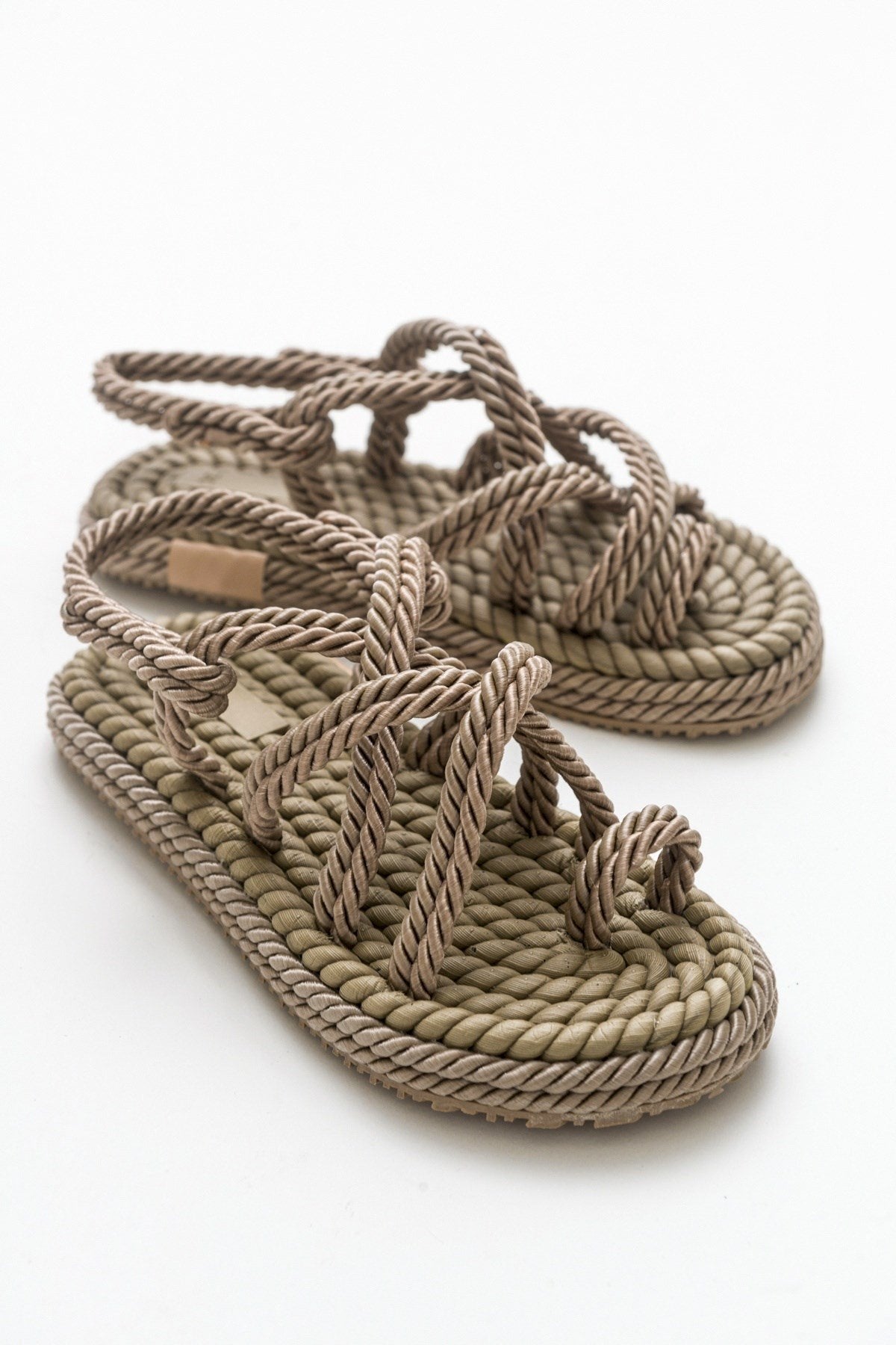 POMA Dark Beige Sandal – front three-quarter view showing leather, Vowalisse