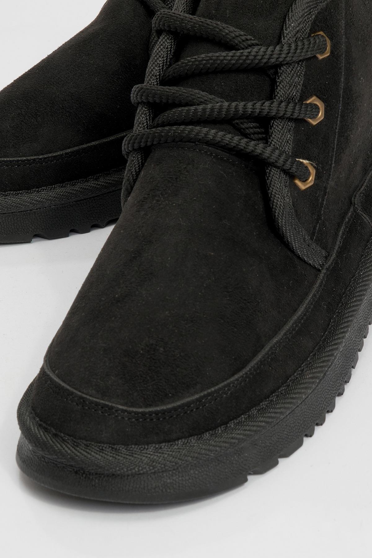 Mingo - Black Lace-Up Sport Boot – detail view showing lace, suede, black, Vowalisse