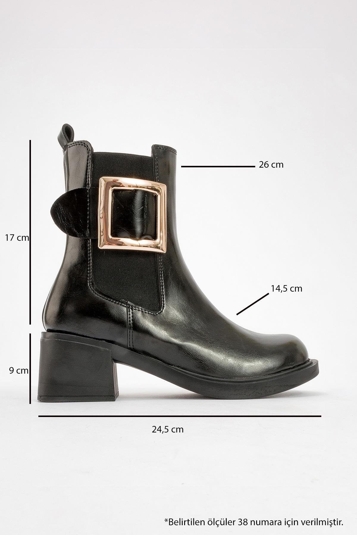 Moriah - Black Block Heel Boot – heel view showing leather, black, Vowalisse