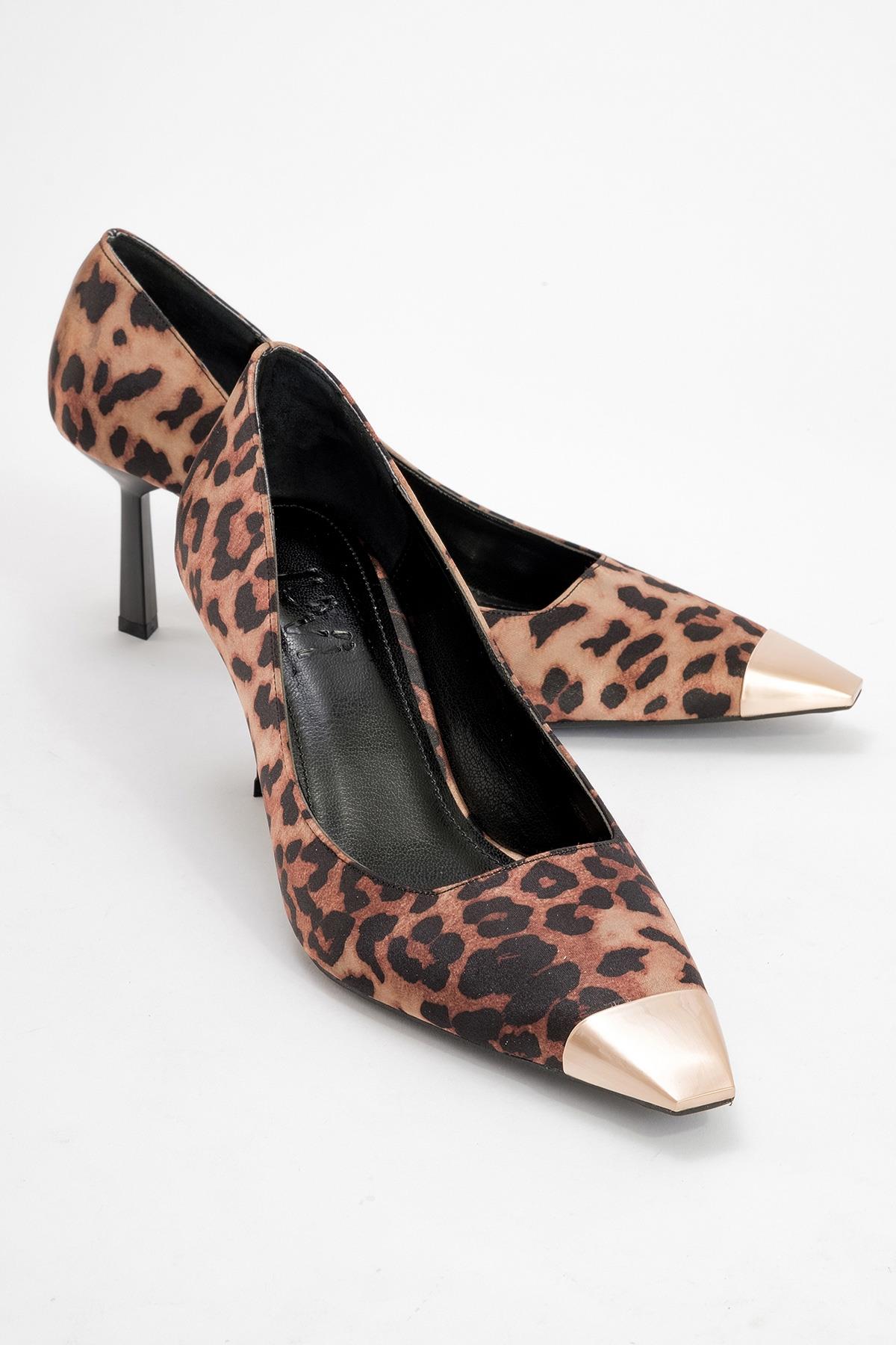 Moanda - Black/Yellow Patterned Stiletto Pump – front three-quarter view showing leather, black, Vowalisse