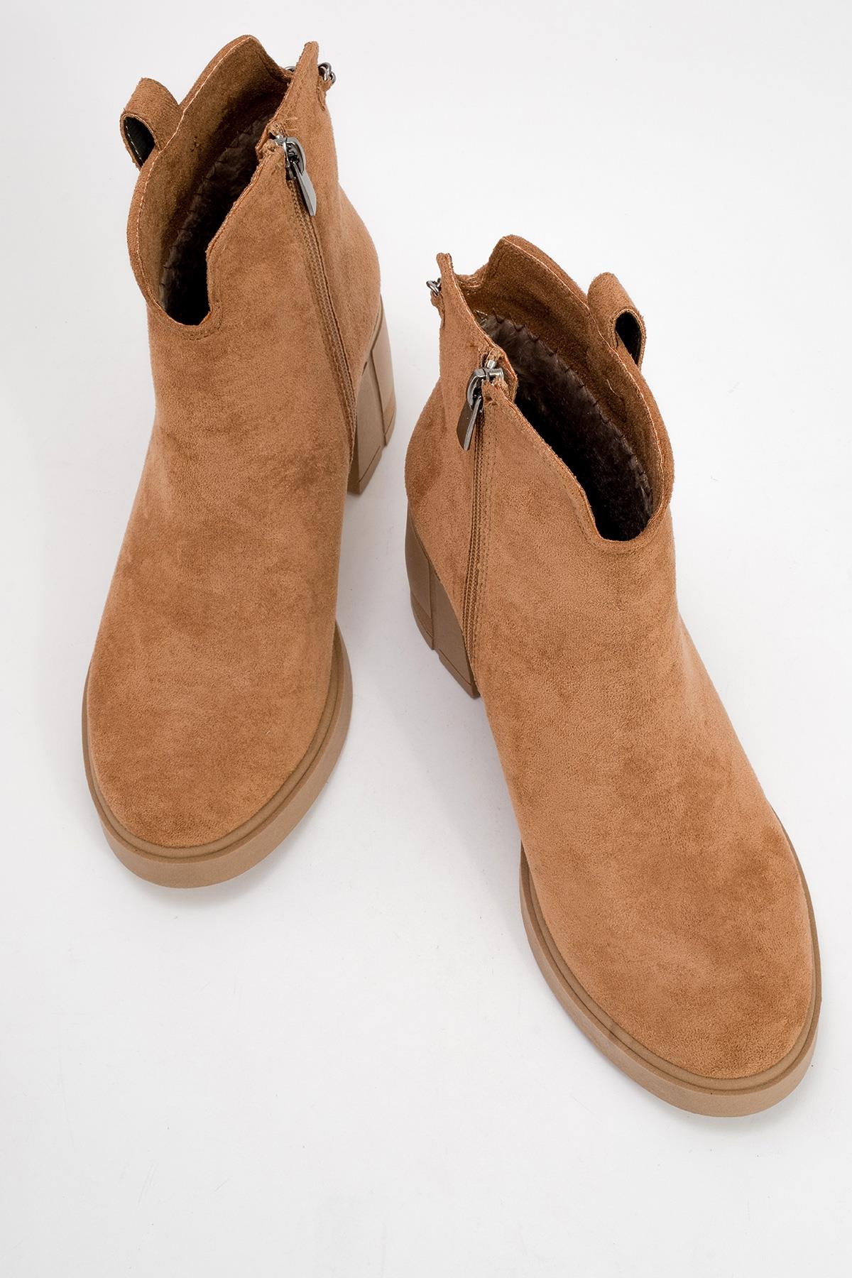 Mier - Cognac Suede Boot – side view showing leather, suede, Vowalisse