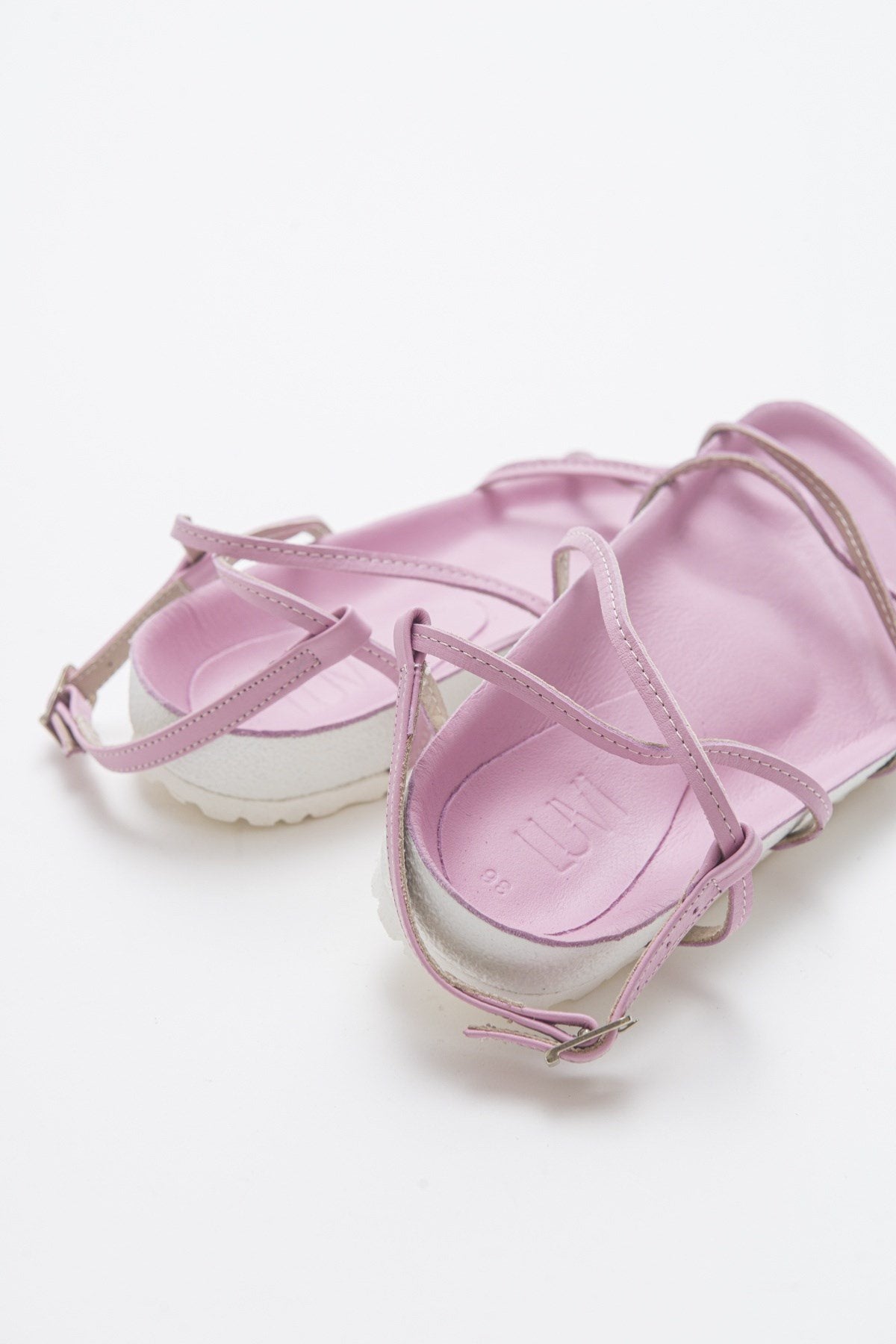 Muse - Pink Genuine Leather Sandal – top view showing leather, pink, Vowalisse