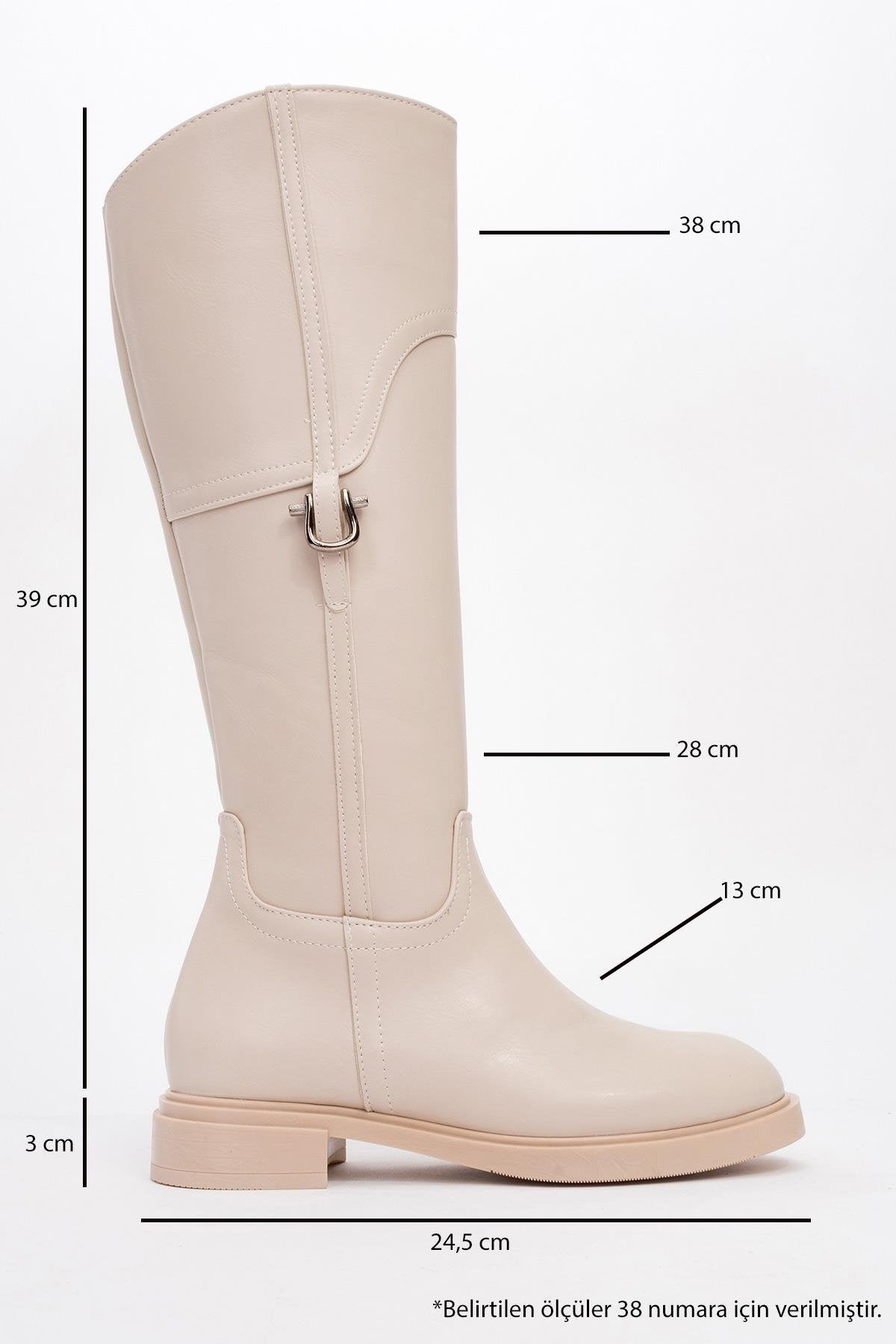 Michel - Beige Riding Boot – heel view showing leather, Vowalisse