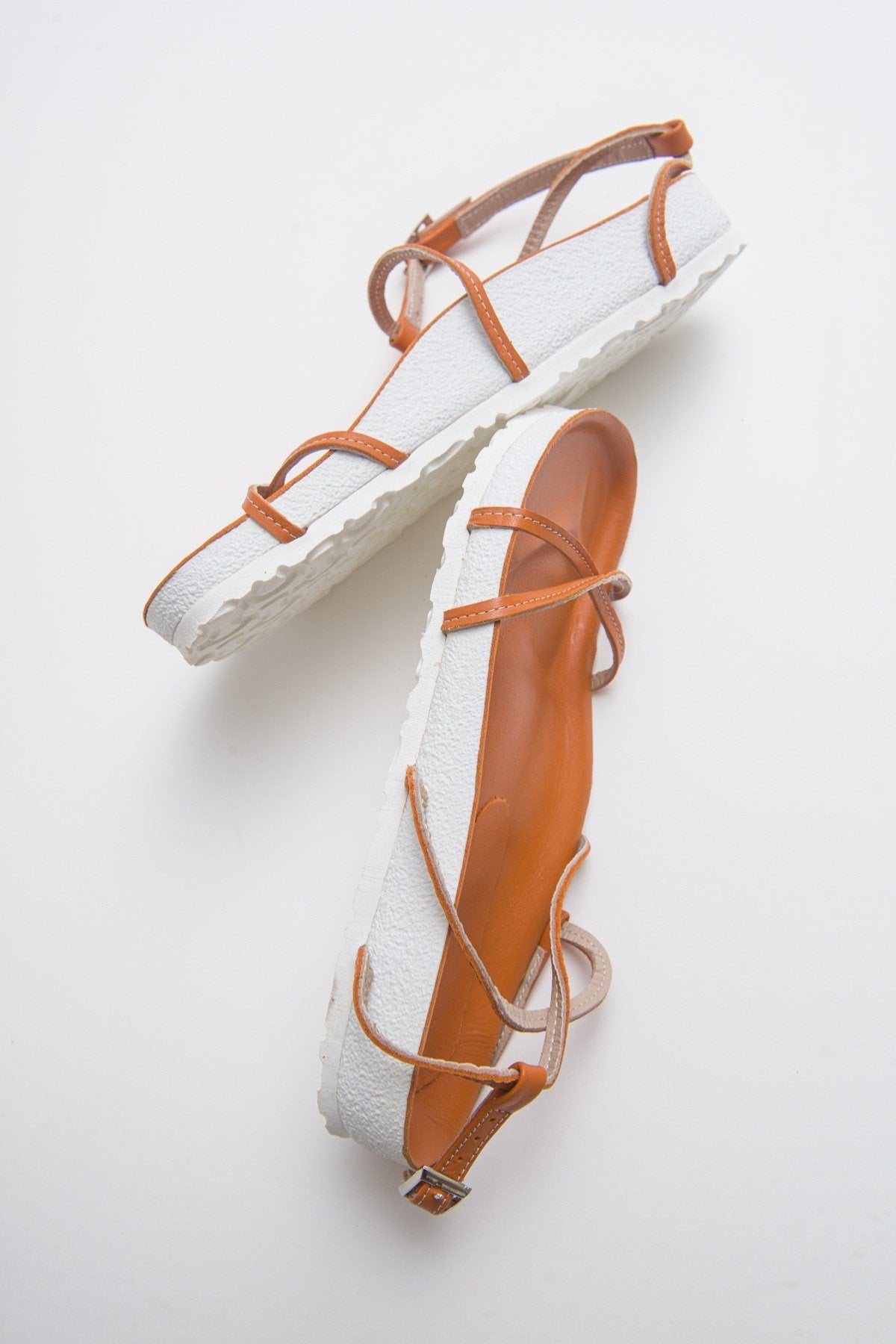 Muse - Orange Genuine Leather Sandal – back view showing leather, Vowalisse