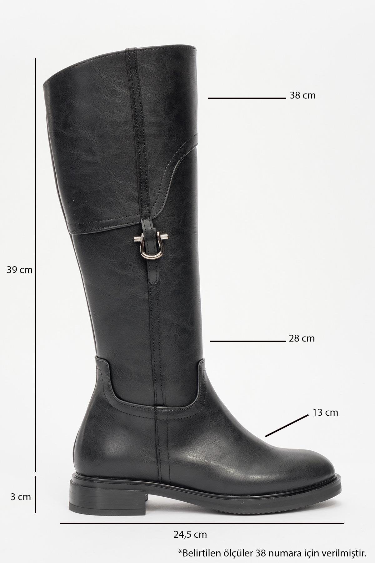 Michel - Black Riding Boot – heel view showing leather, black, Vowalisse