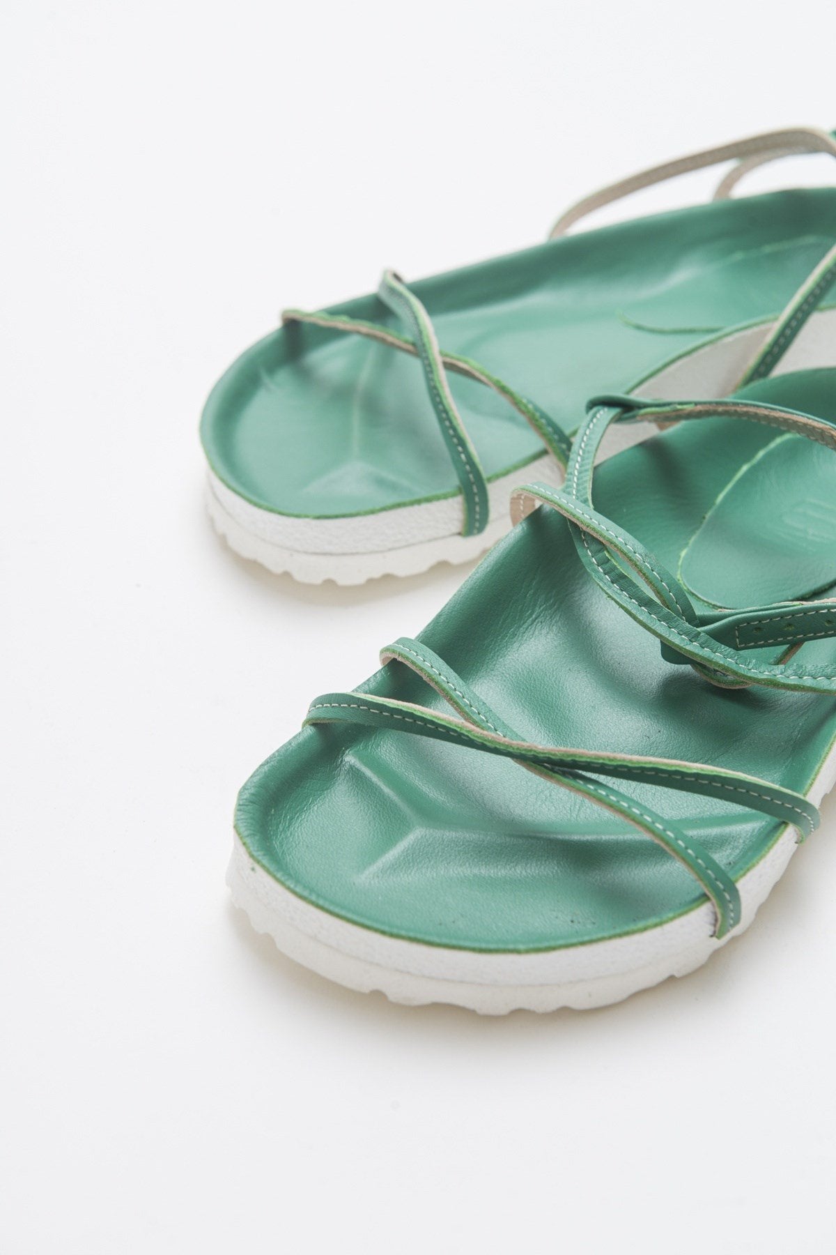 Muse - Green Genuine Leather Sandal – side view showing leather, green, Vowalisse