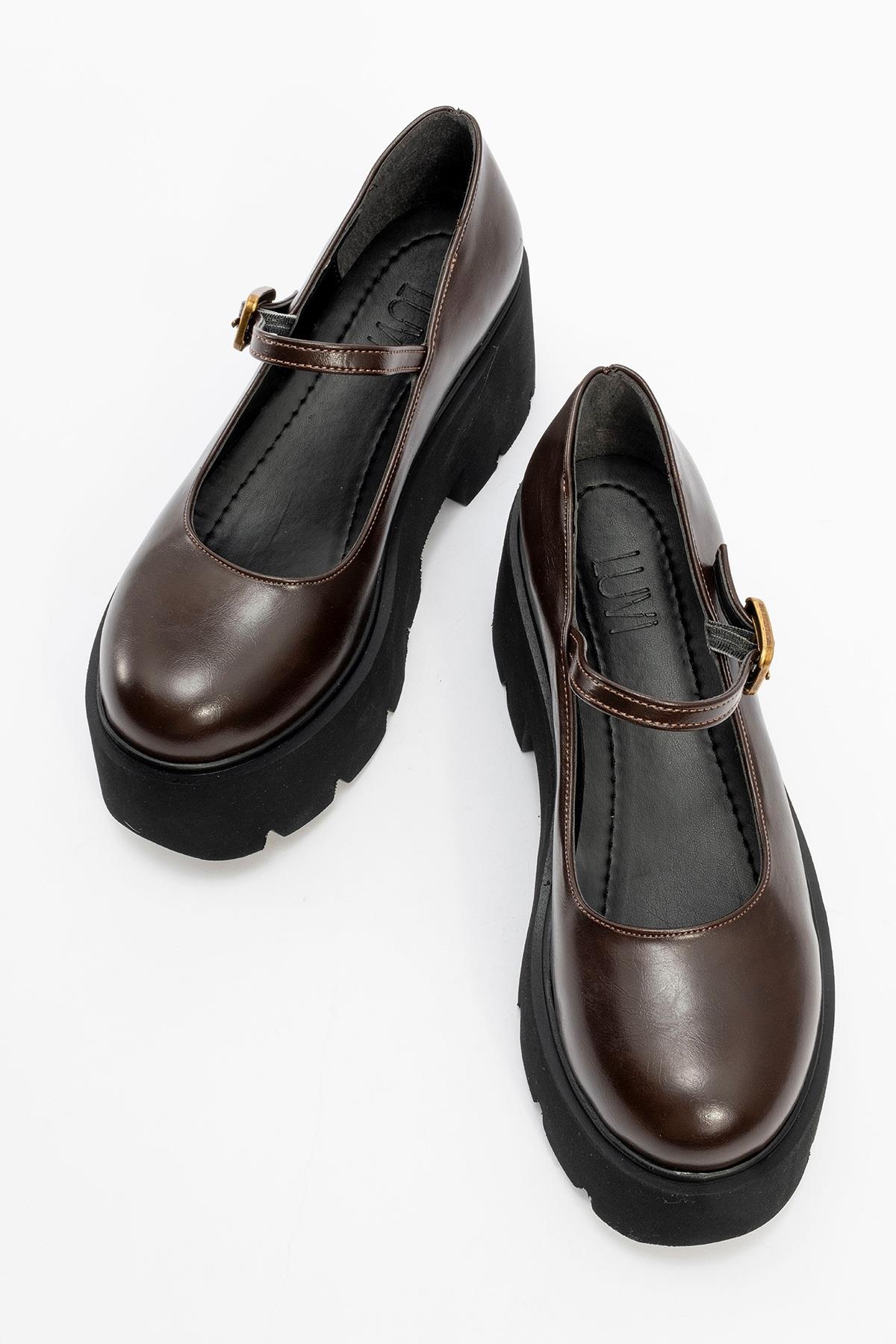 Linley Brown Platform Loafer – side view showing leather, gold, Vowalisse