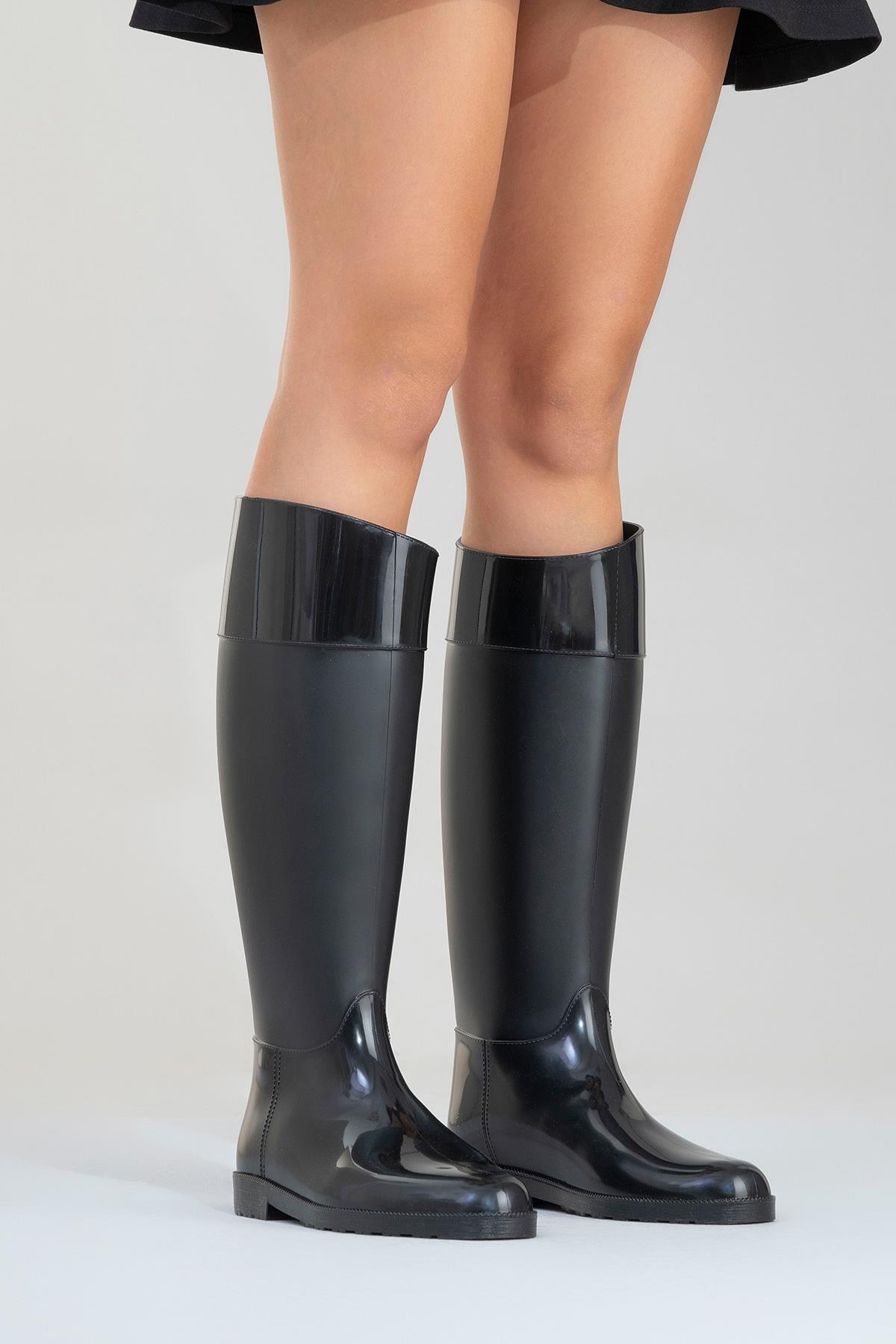 Marge - Black Rain Boot – pair view showing black, Vowalisse