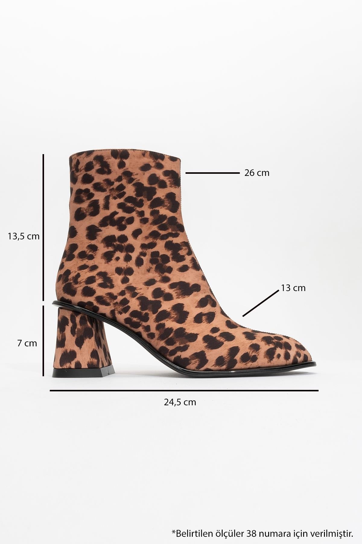 Alba Leopard Block Heel Boot – heel view showing leather, Vowalisse