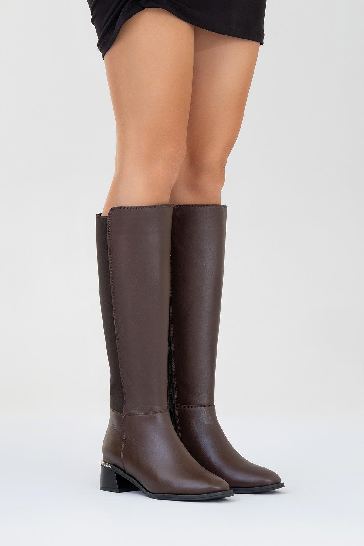 Rochos Brown Leather Boot – product view 9 showing leather, red, Vowalisse