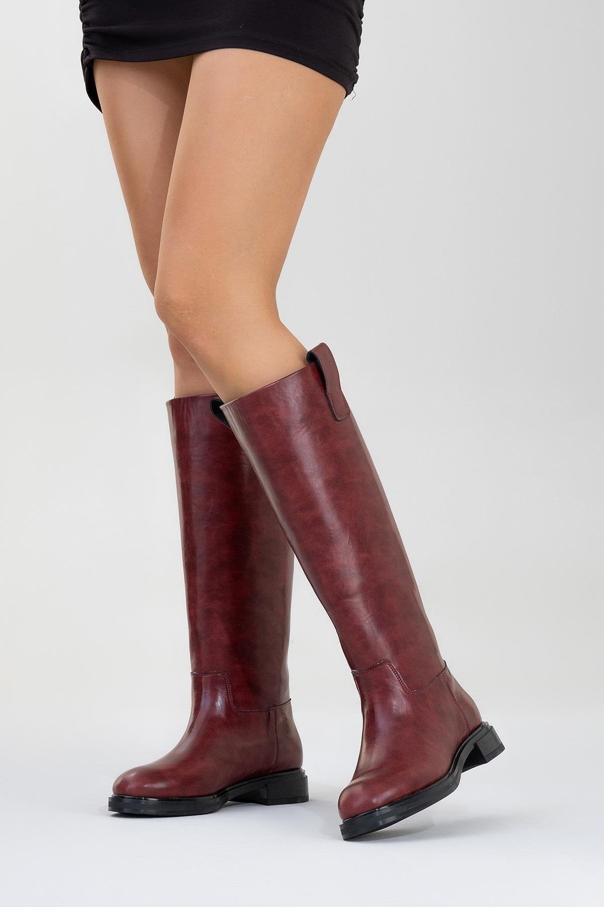 Alaska Burgundy Pattern Western Boot – back view showing leather, Vowalisse