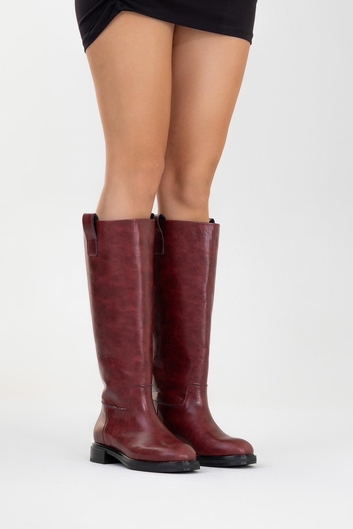 Alaska Burgundy Pattern Western Boot – top view showing leather, Vowalisse