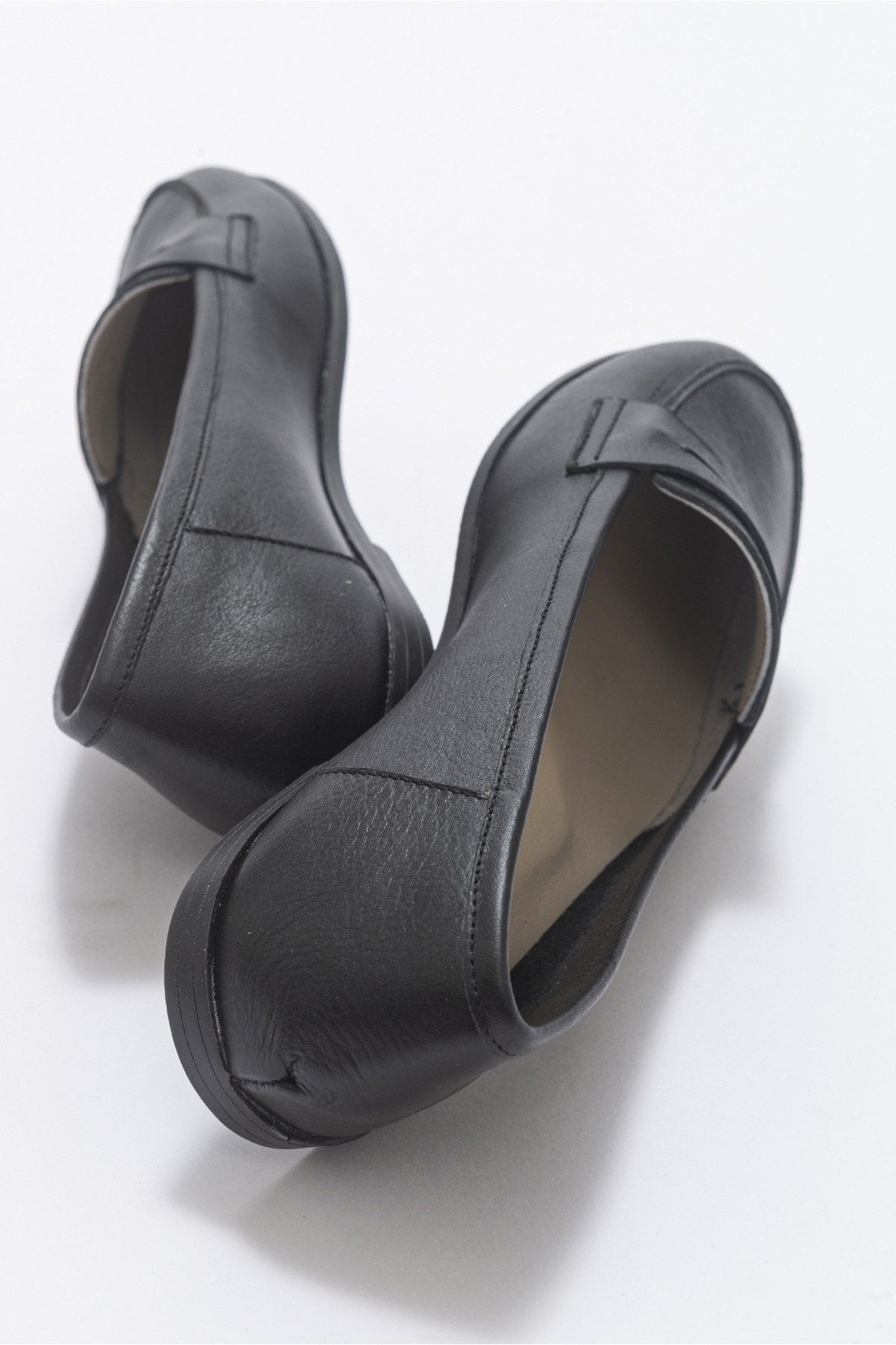 Dorothy - Black Leather Loafers – back view showing leather, suede, black, Vowalisse
