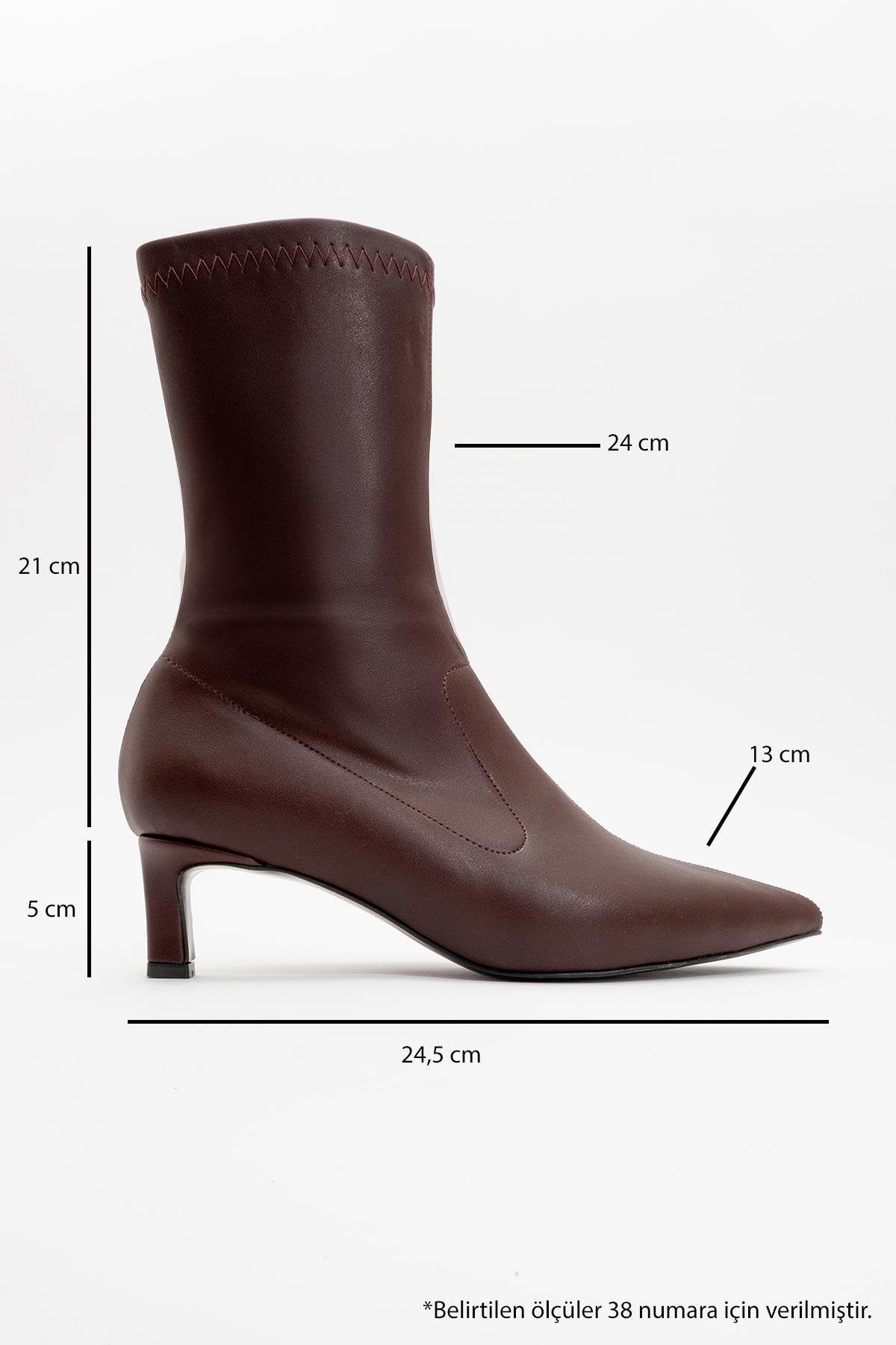 Lewin Burgundy Pointed Toe Stiletto Boot – back view showing leather, red, Vowalisse