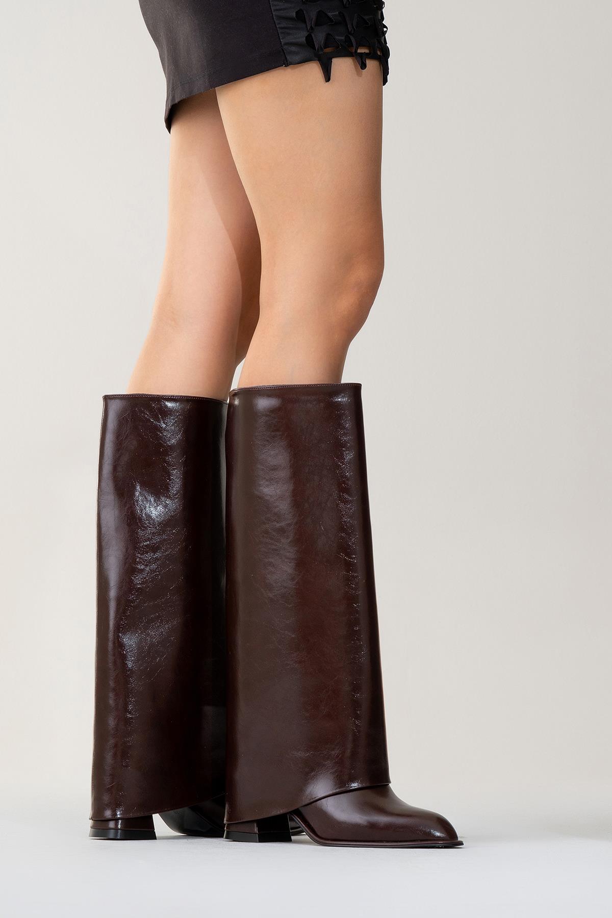 Maybe Burgundy Chunky Heel Boot – product view 10 showing leather, red, Vowalisse