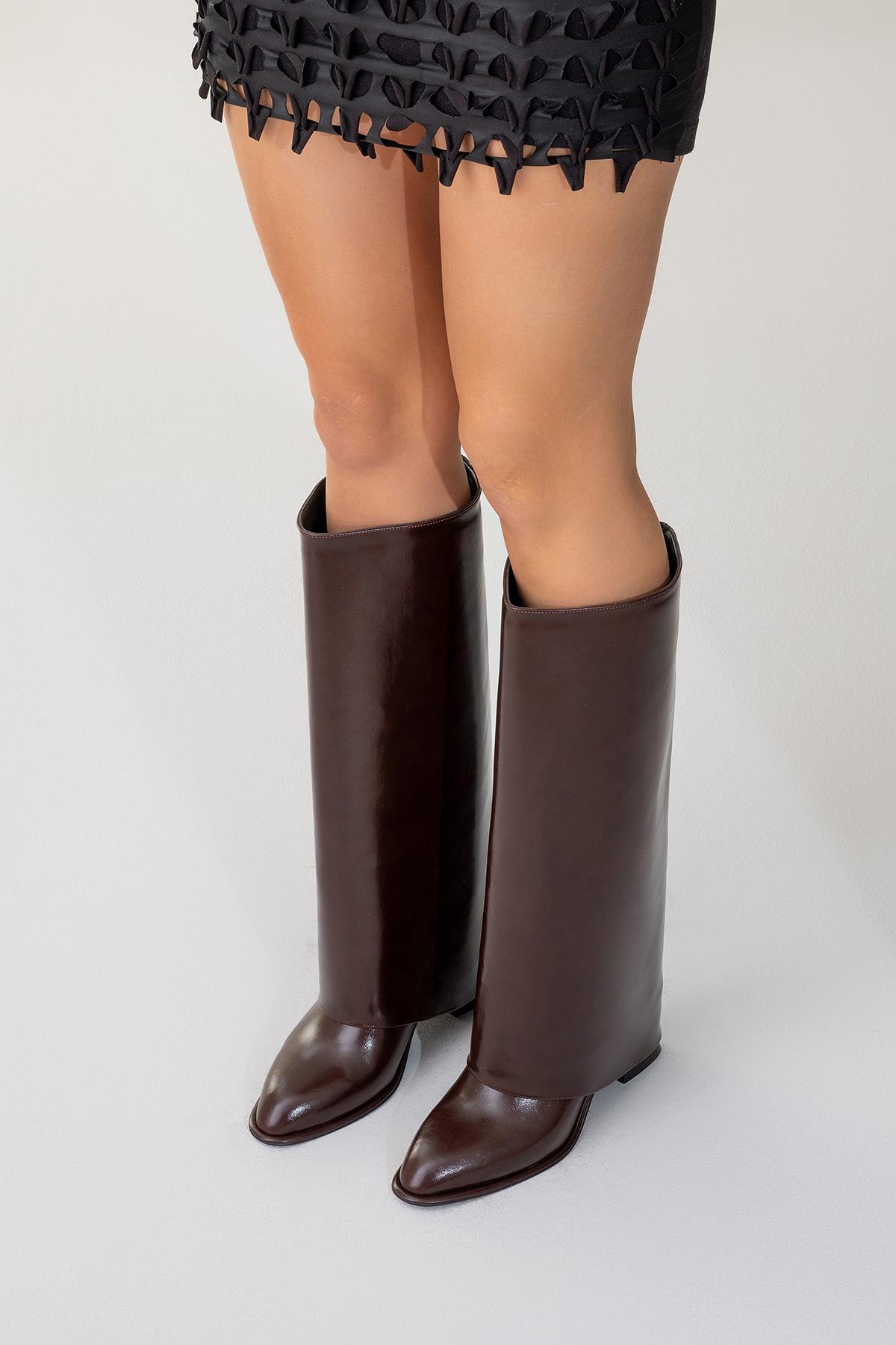 Maybe Burgundy Chunky Heel Boot – pair view showing leather, red, Vowalisse