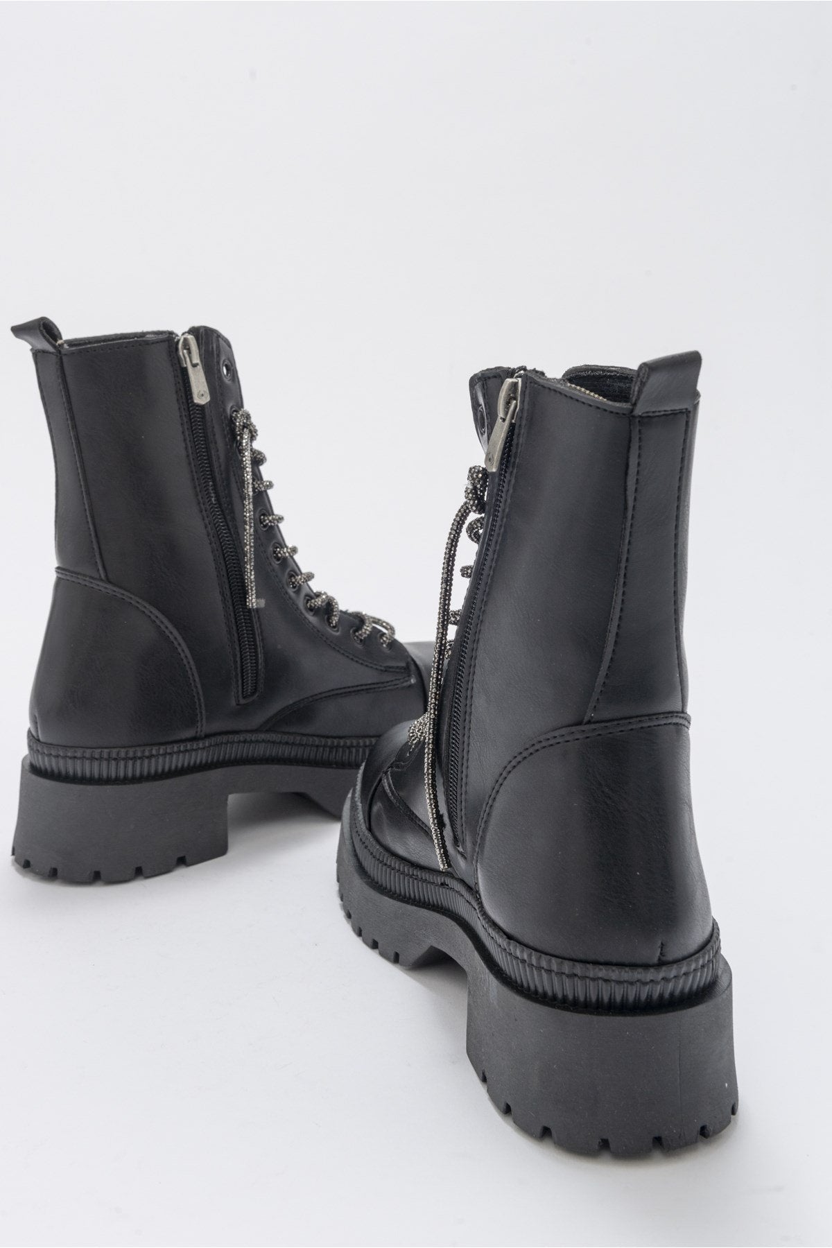 Abet - Black Boot – top view showing leather, black, Vowalisse