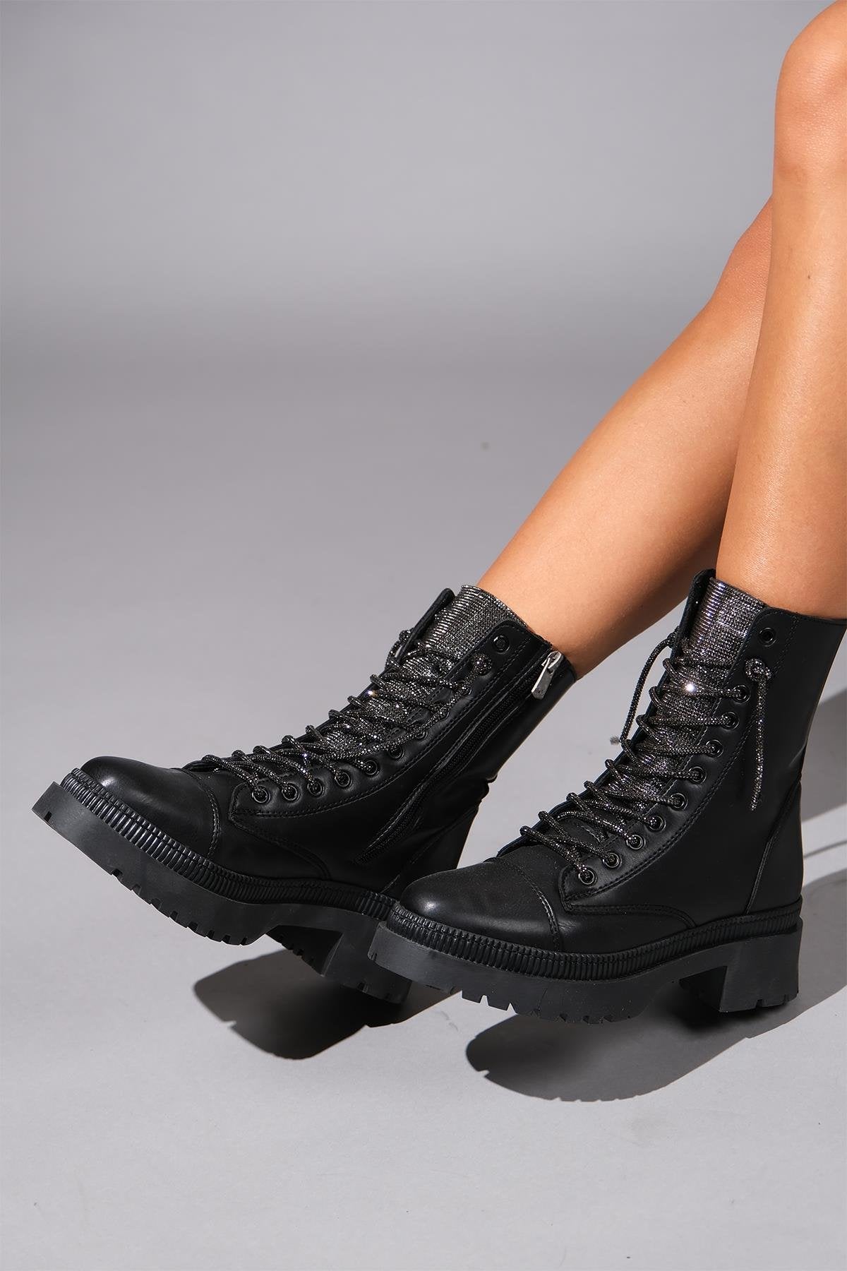 Abet - Black Boot – pair view showing leather, black, Vowalisse