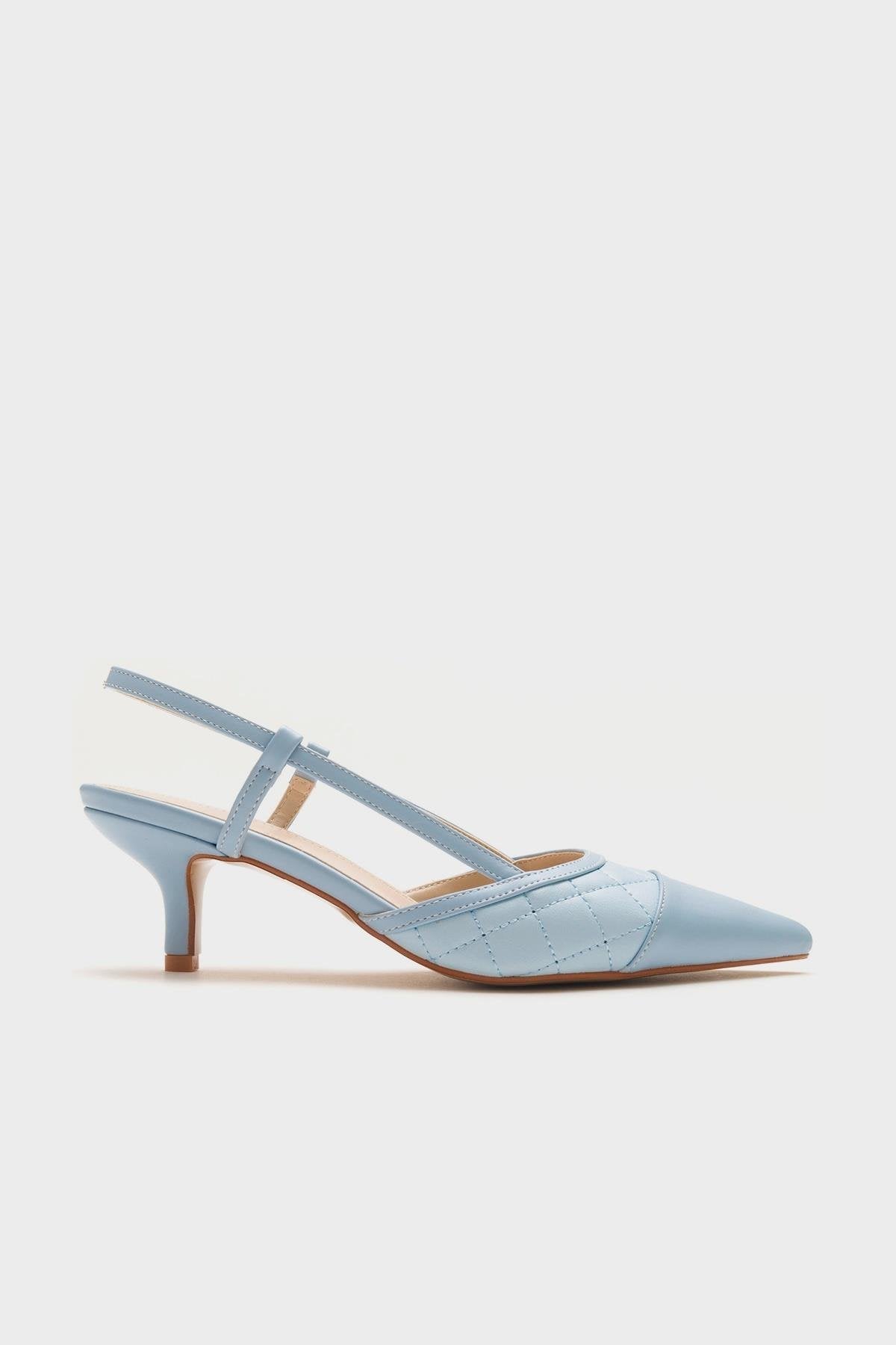 Point - Baby Blue Heeled Shoe – top view showing leather, blue, Vowalisse