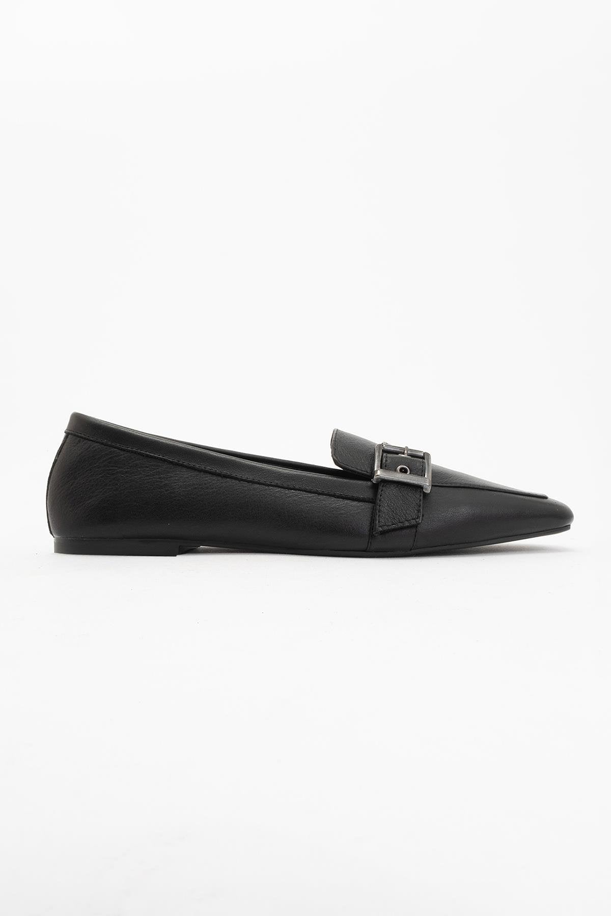 Periwinkle - Black Leather Loafers – back view showing leather, black, red, Vowalisse