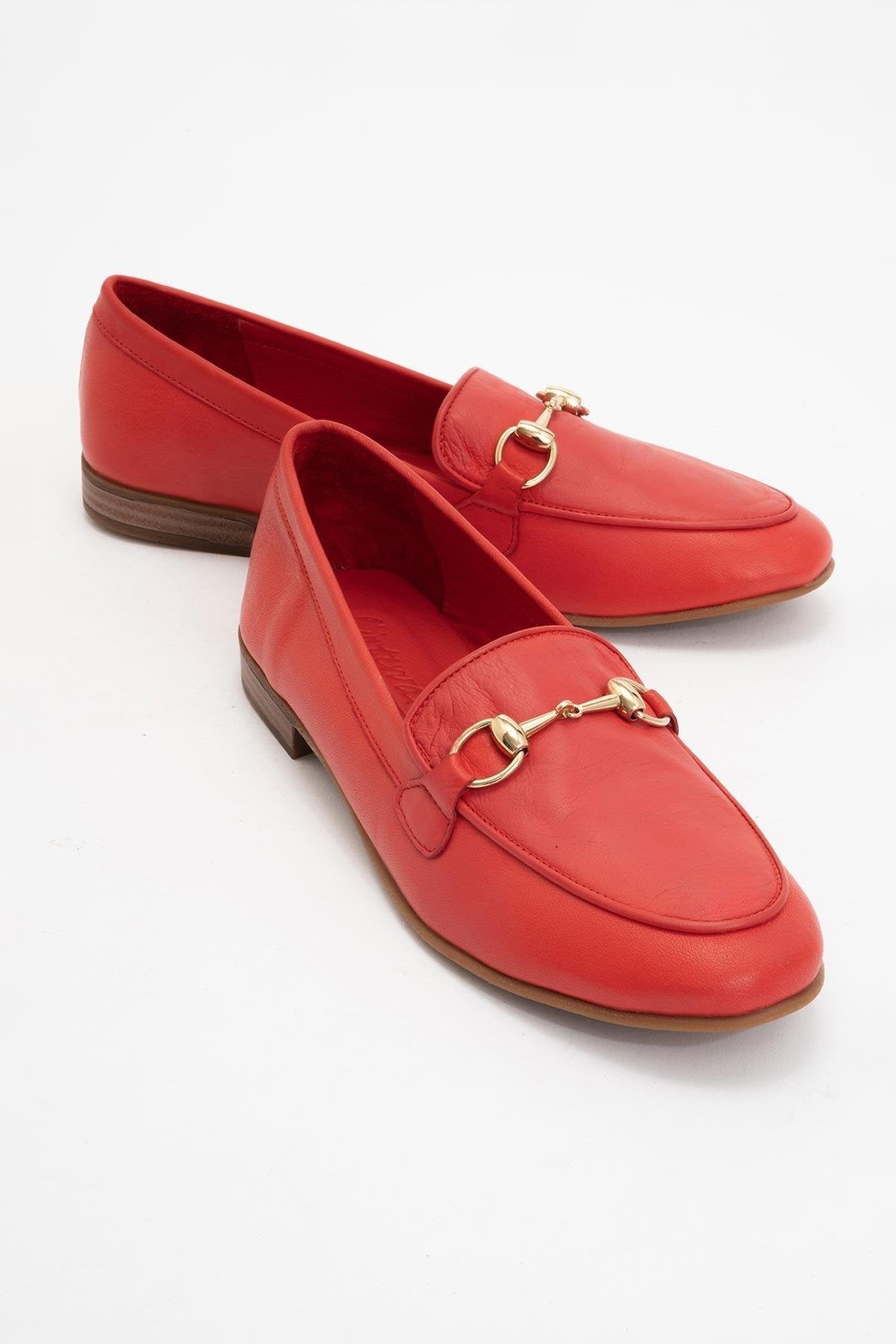 Rory - Red Leather Bit Loafers – front three-quarter view showing leather, suede, red, Vowalisse