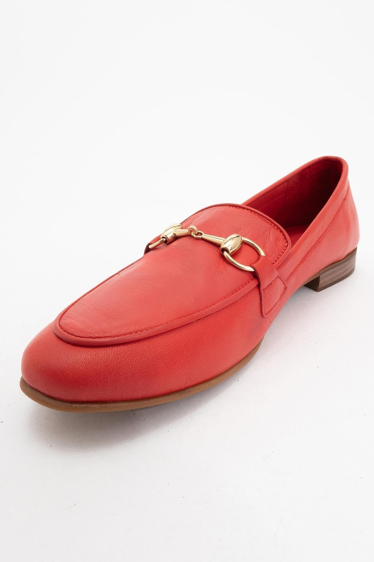 Rory - Red Leather Bit Loafers – detail view showing leather, suede, red, Vowalisse