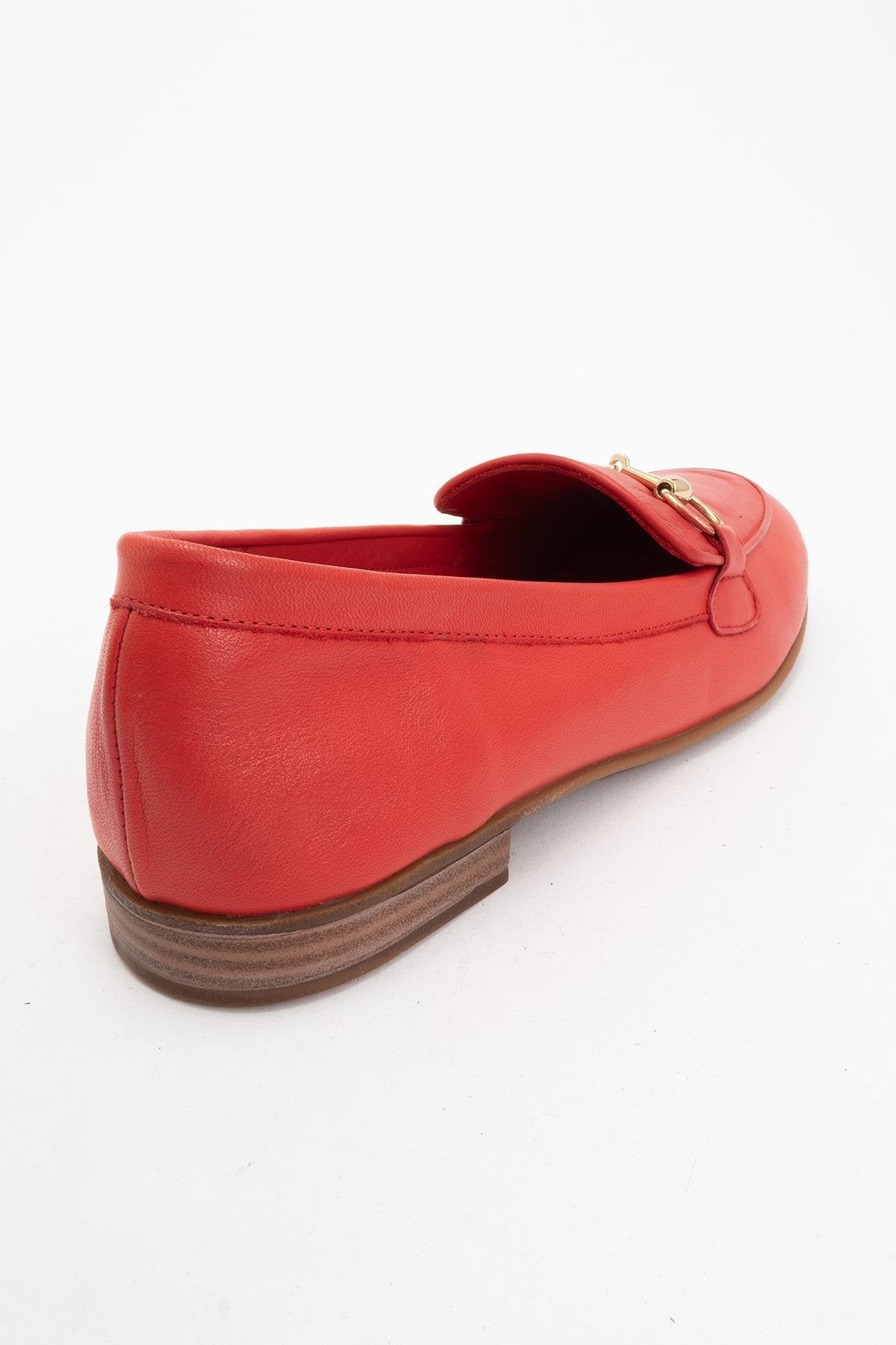 Rory - Red Leather Bit Loafers – heel view showing leather, suede, red, Vowalisse