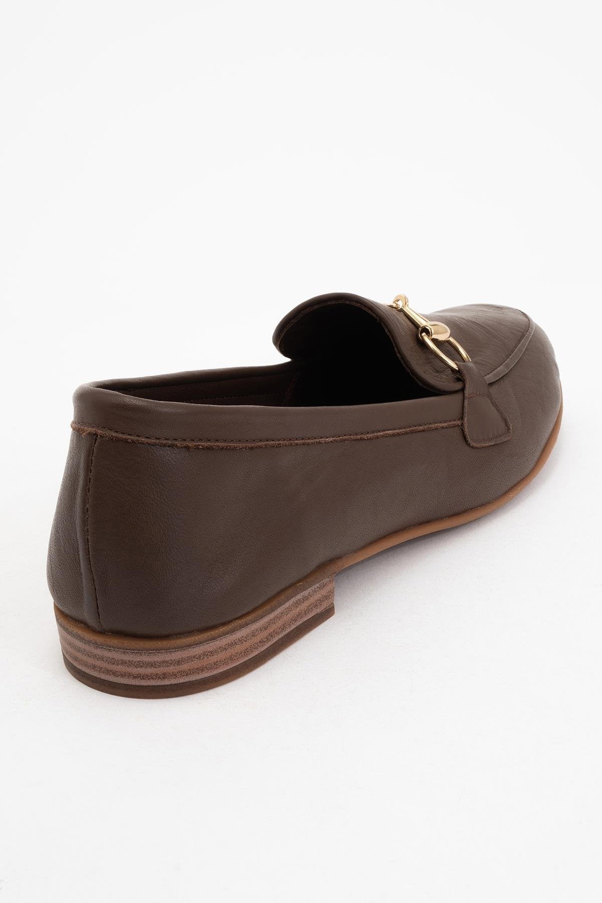 Rory - Brown Leather Bit Loafers – heel view showing leather, suede, Vowalisse