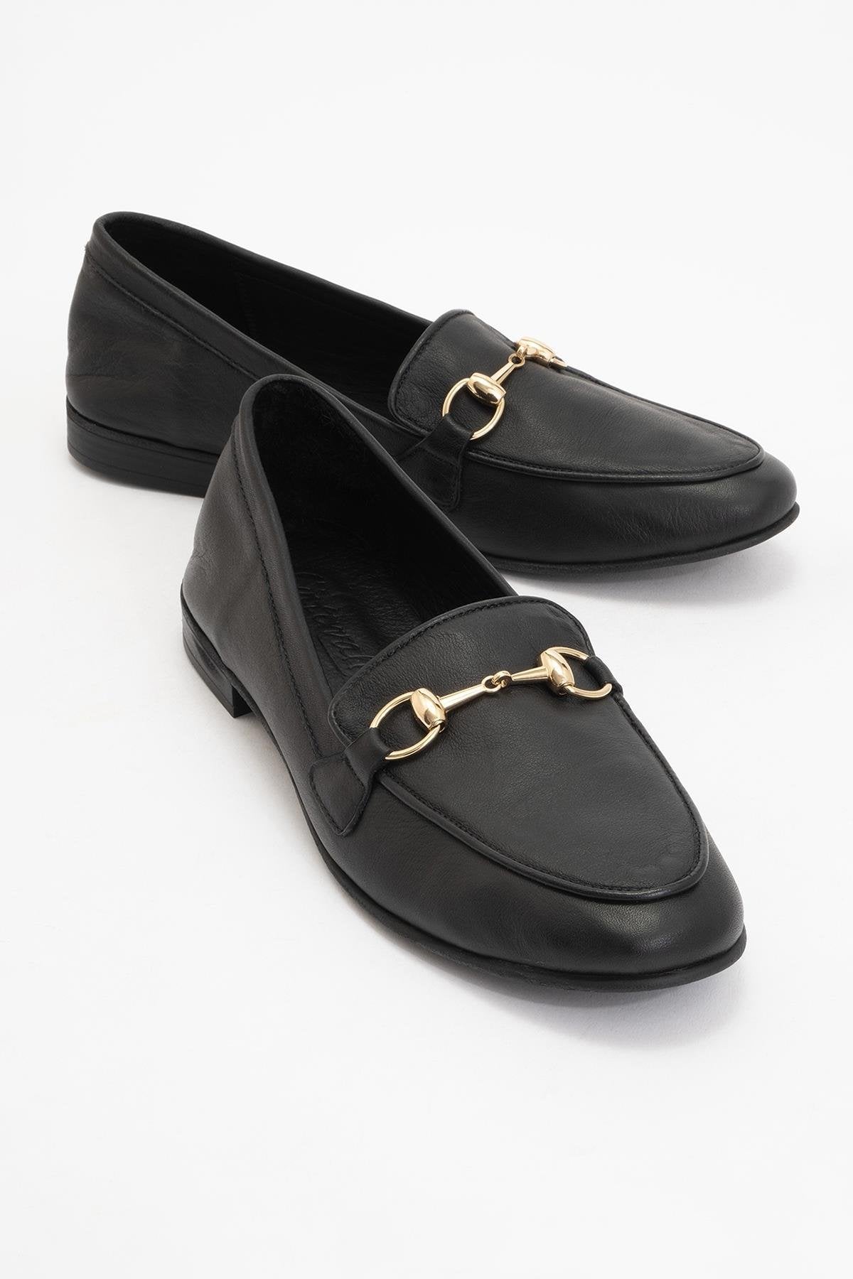 Rory - Black Leather Bit Loafers – front three-quarter view showing leather, suede, black, Vowalisse