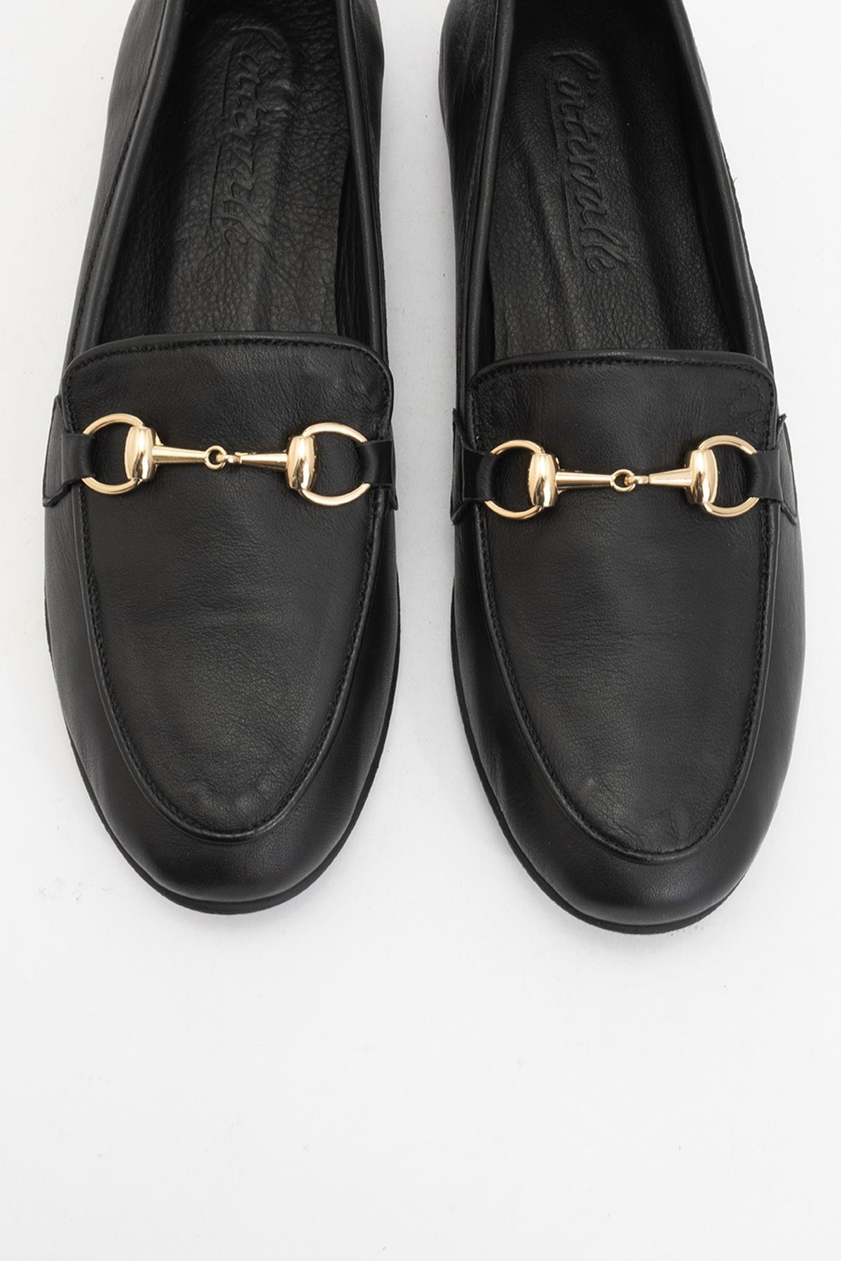 Rory - Black Leather Bit Loafers – side view showing leather, suede, black, Vowalisse