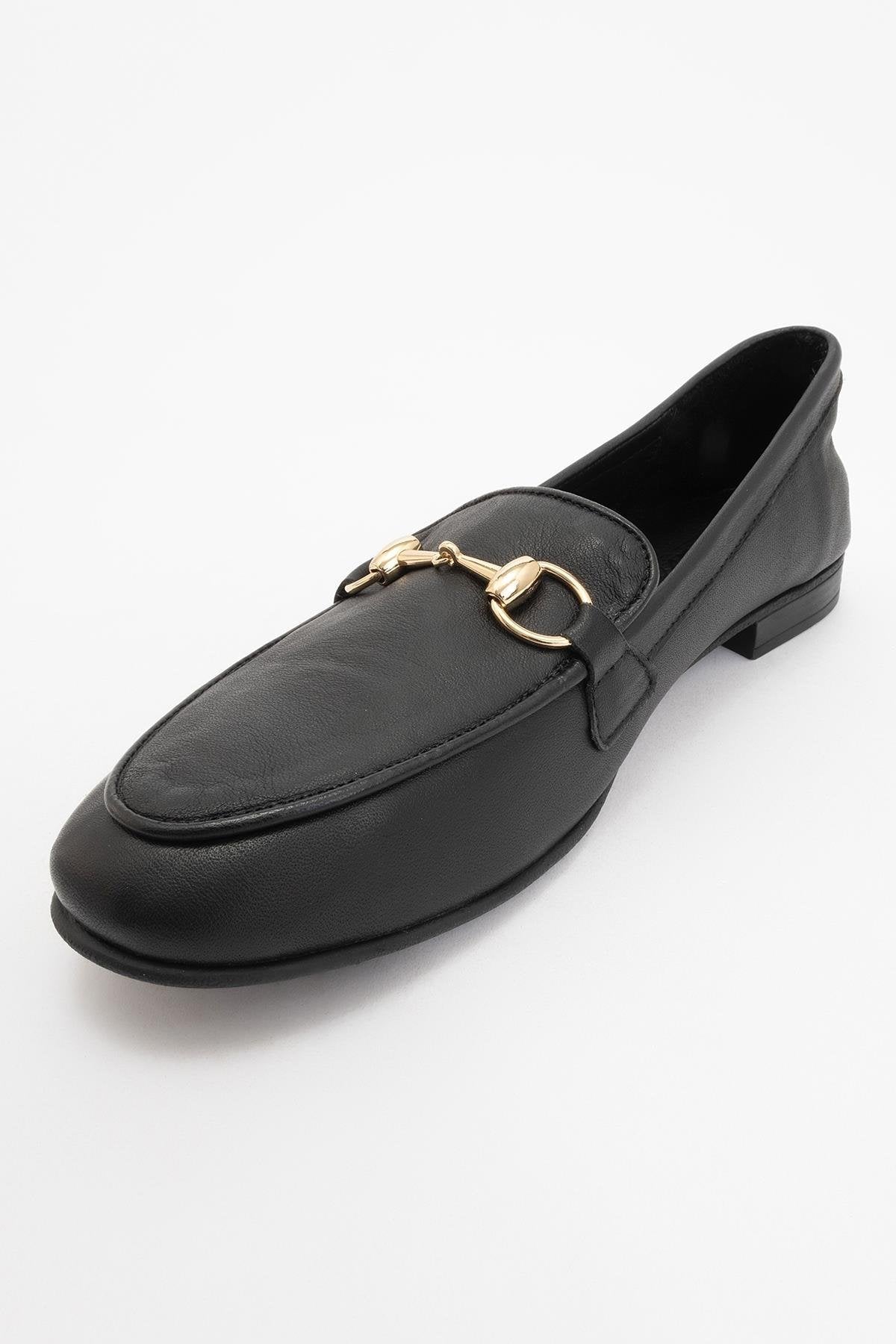 Rory - Black Leather Bit Loafers – detail view showing leather, suede, black, Vowalisse