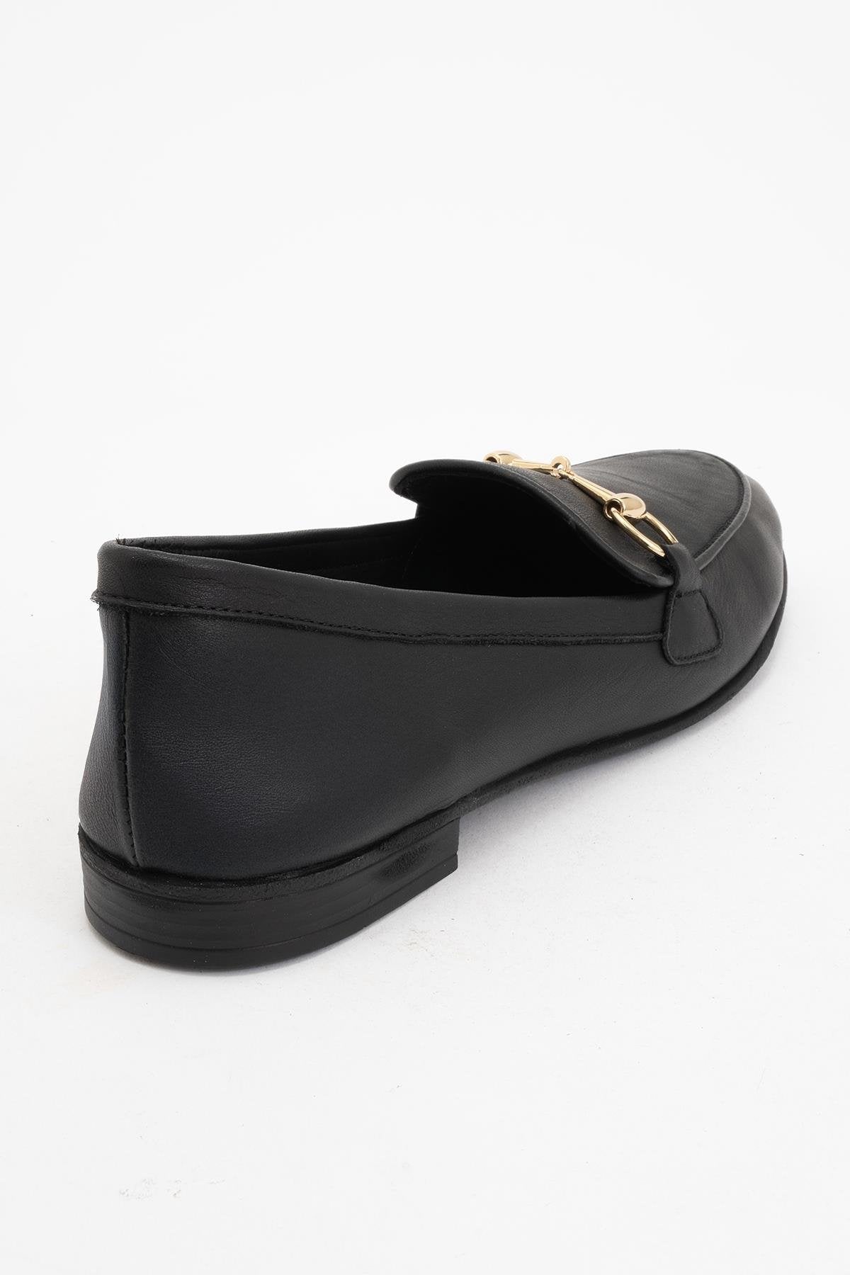 Rory - Black Leather Bit Loafers – heel view showing leather, suede, black, Vowalisse