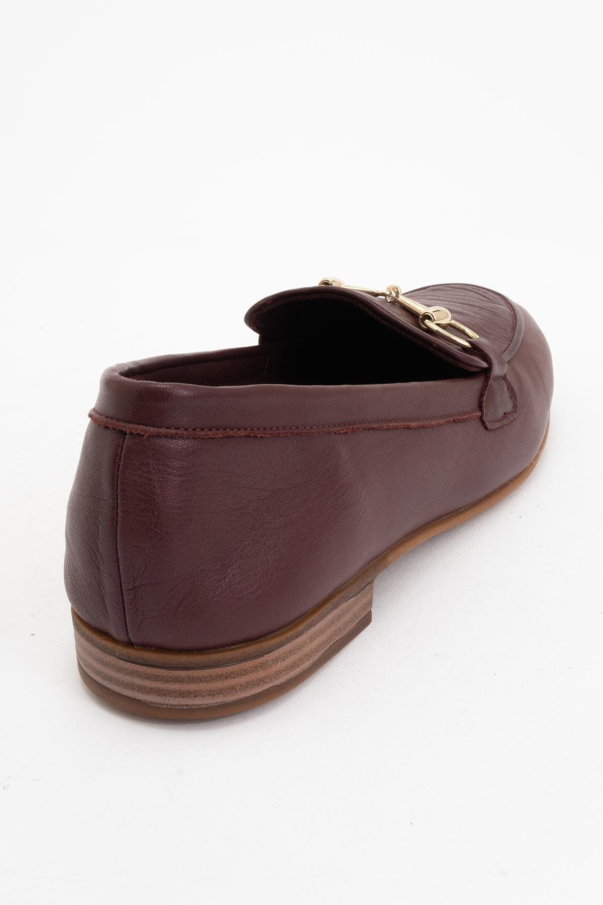 Rory - Burgundy Brown Leather Bit Loafers – heel view showing leather, suede, Vowalisse