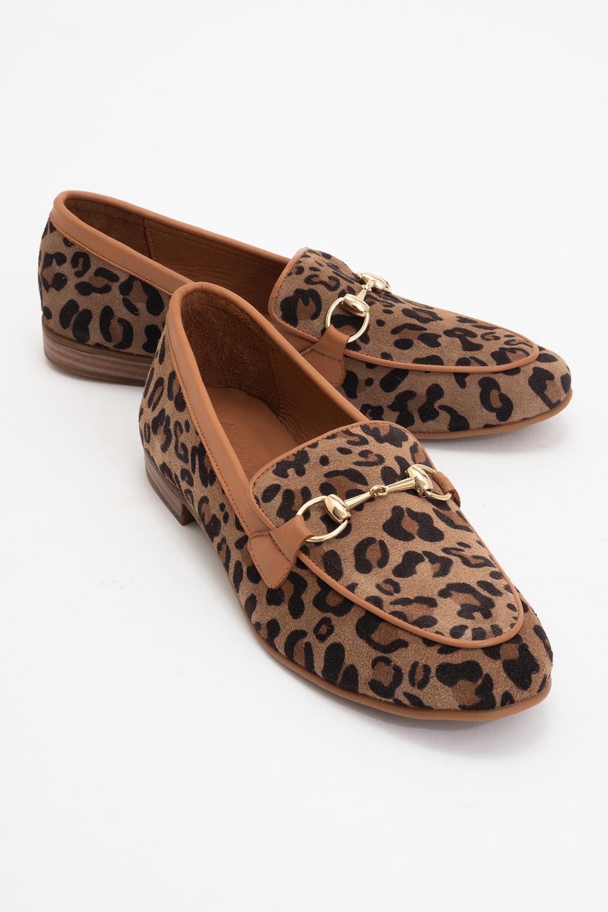 Rory - Leopard Suede Leather Bit Loafers – front three-quarter view showing leather, suede, Vowalisse