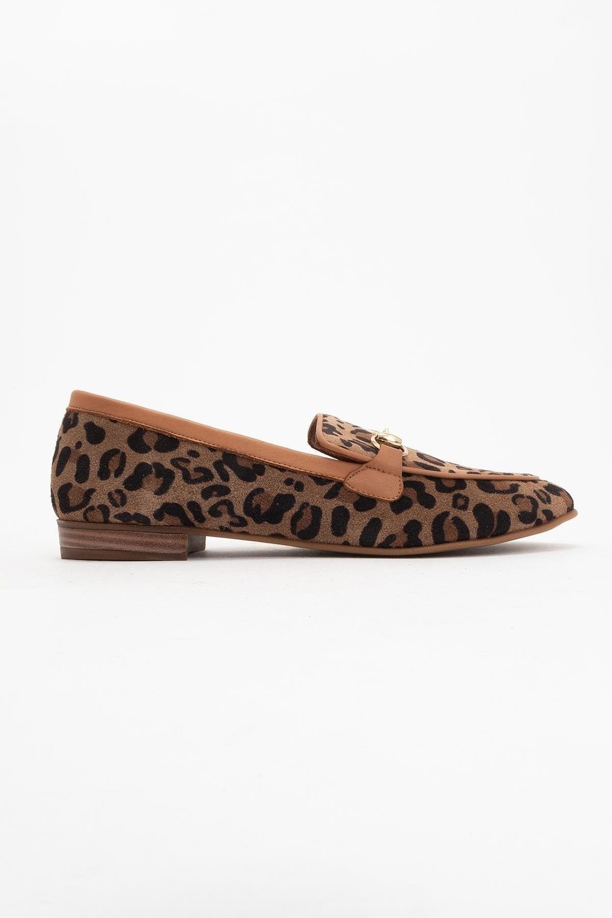 Rory - Leopard Suede Leather Bit Loafers – back view showing leather, suede, Vowalisse