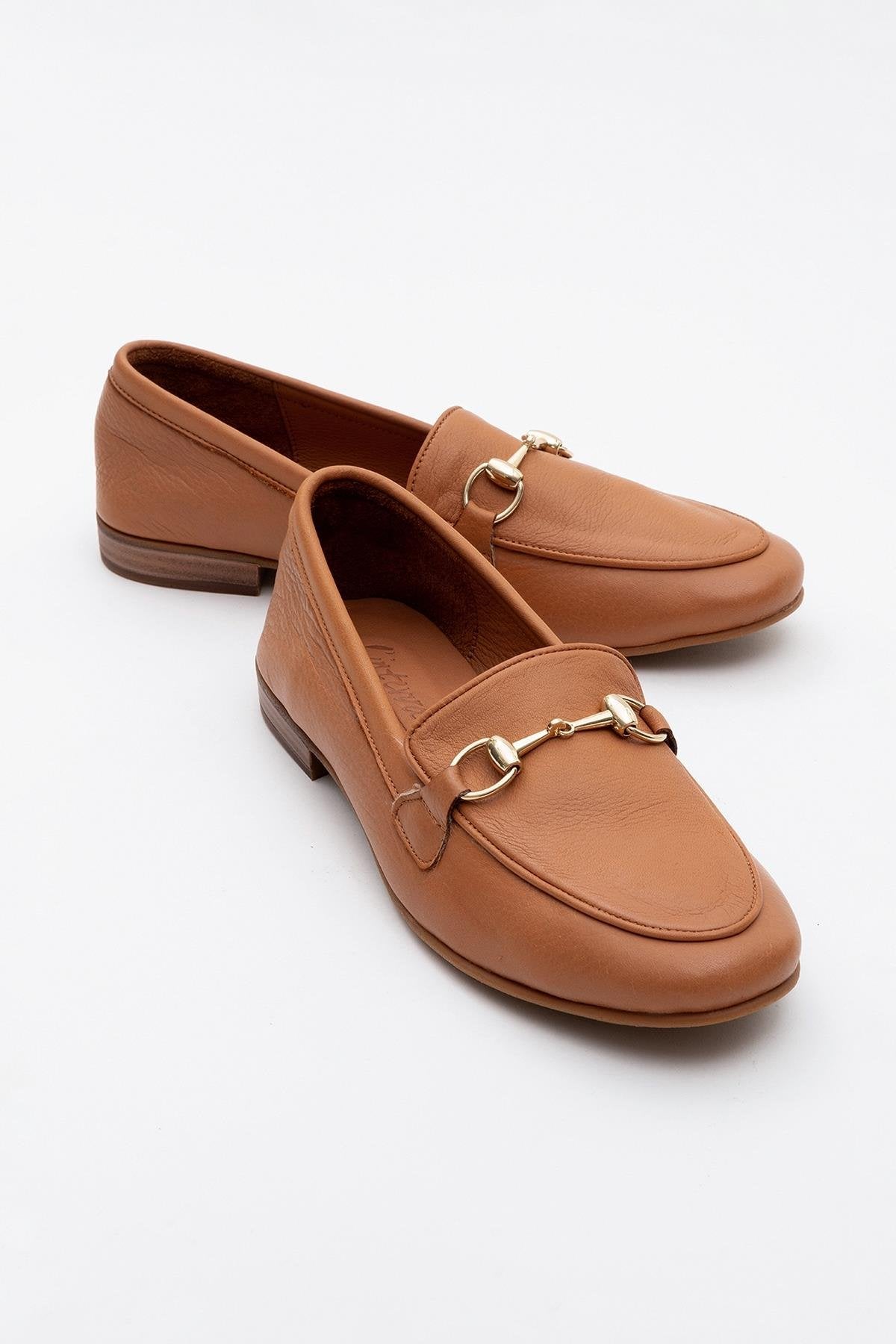 Rory - Orange Leather Bit Loafers – front three-quarter view showing leather, suede, Vowalisse