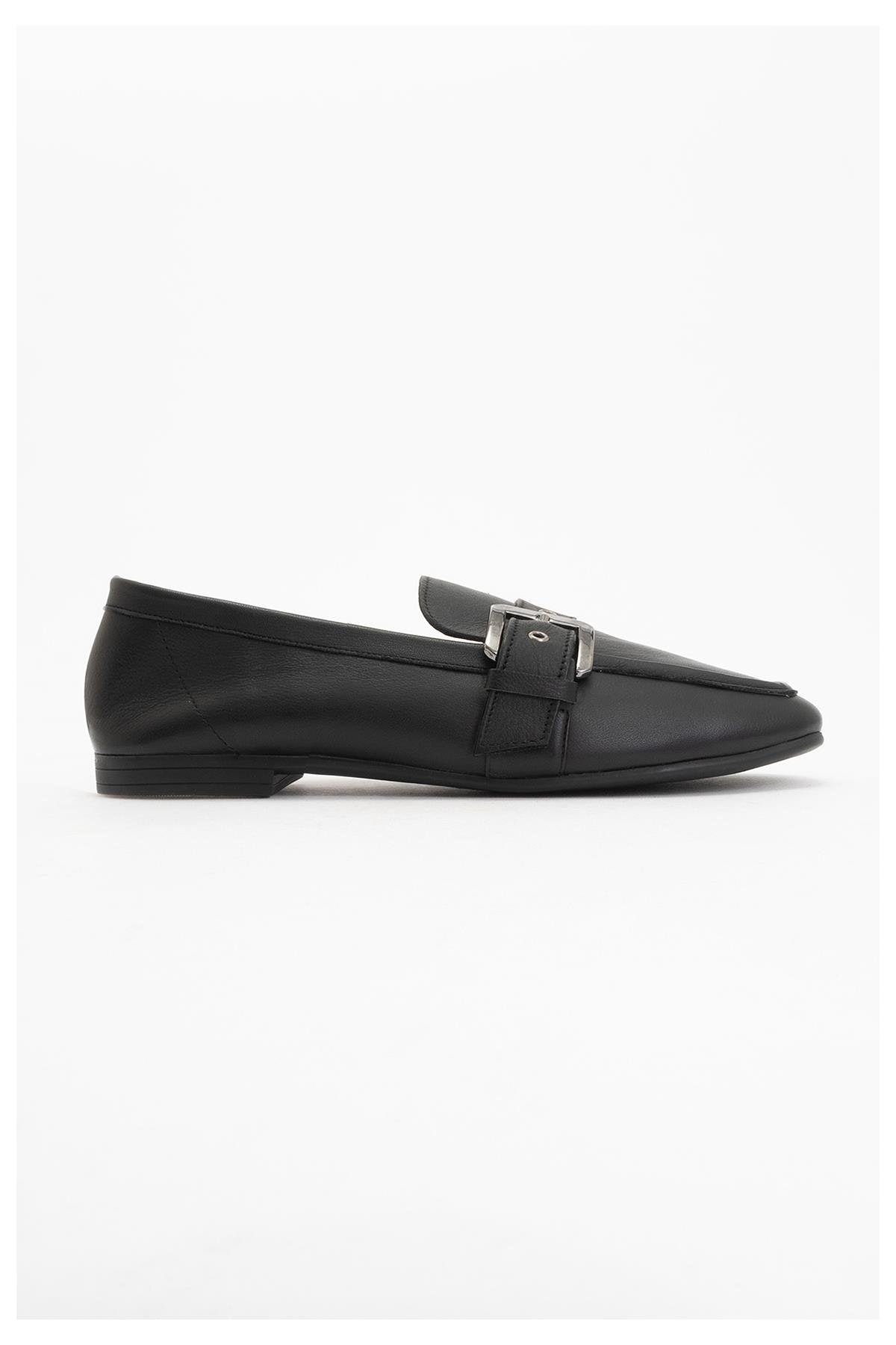 Clarion - Black Leather Loafers – back view showing leather, black, red, Vowalisse