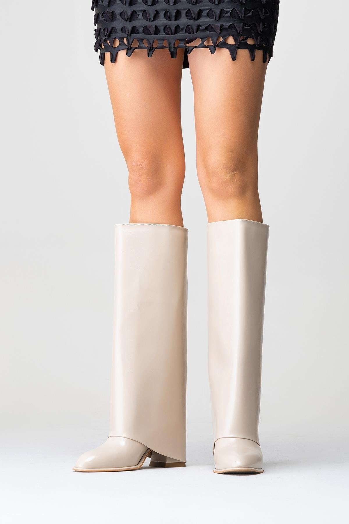 Maybe Beige Chunky Heel Boot – product view 10 showing leather, red, Vowalisse